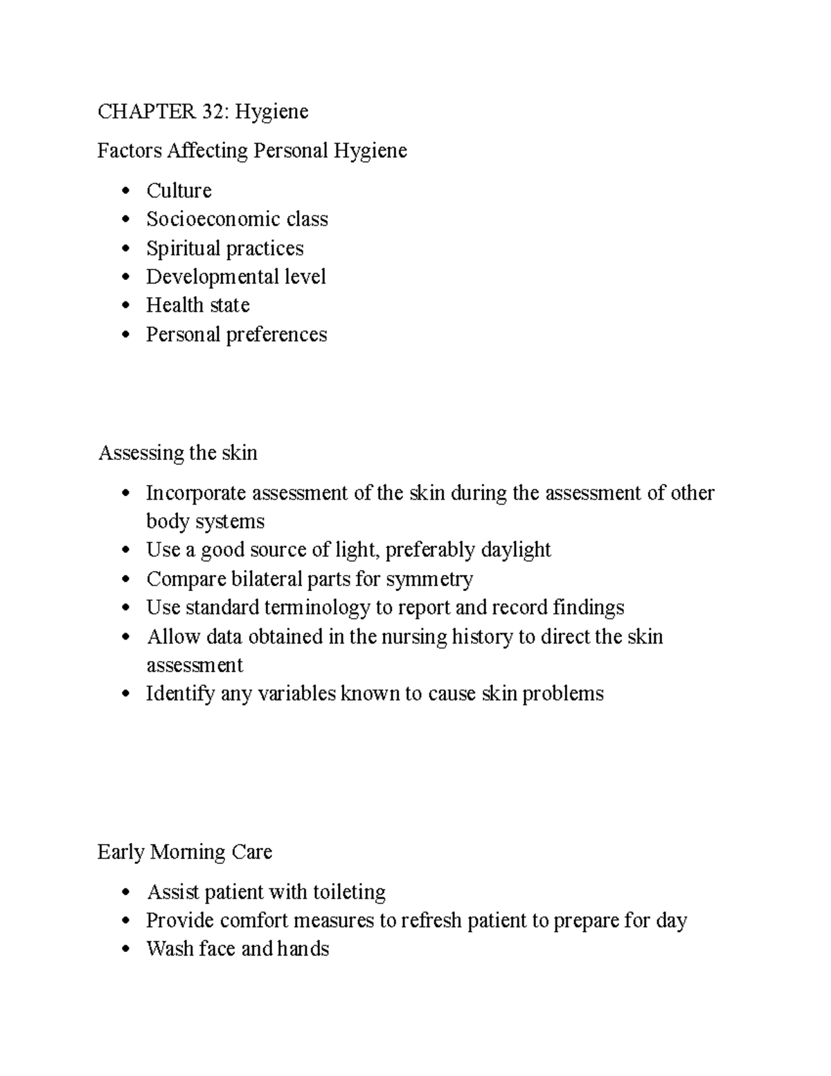 CHAPTER 32: Comprehensive Notes on Hygiene Practices and Assessments ...