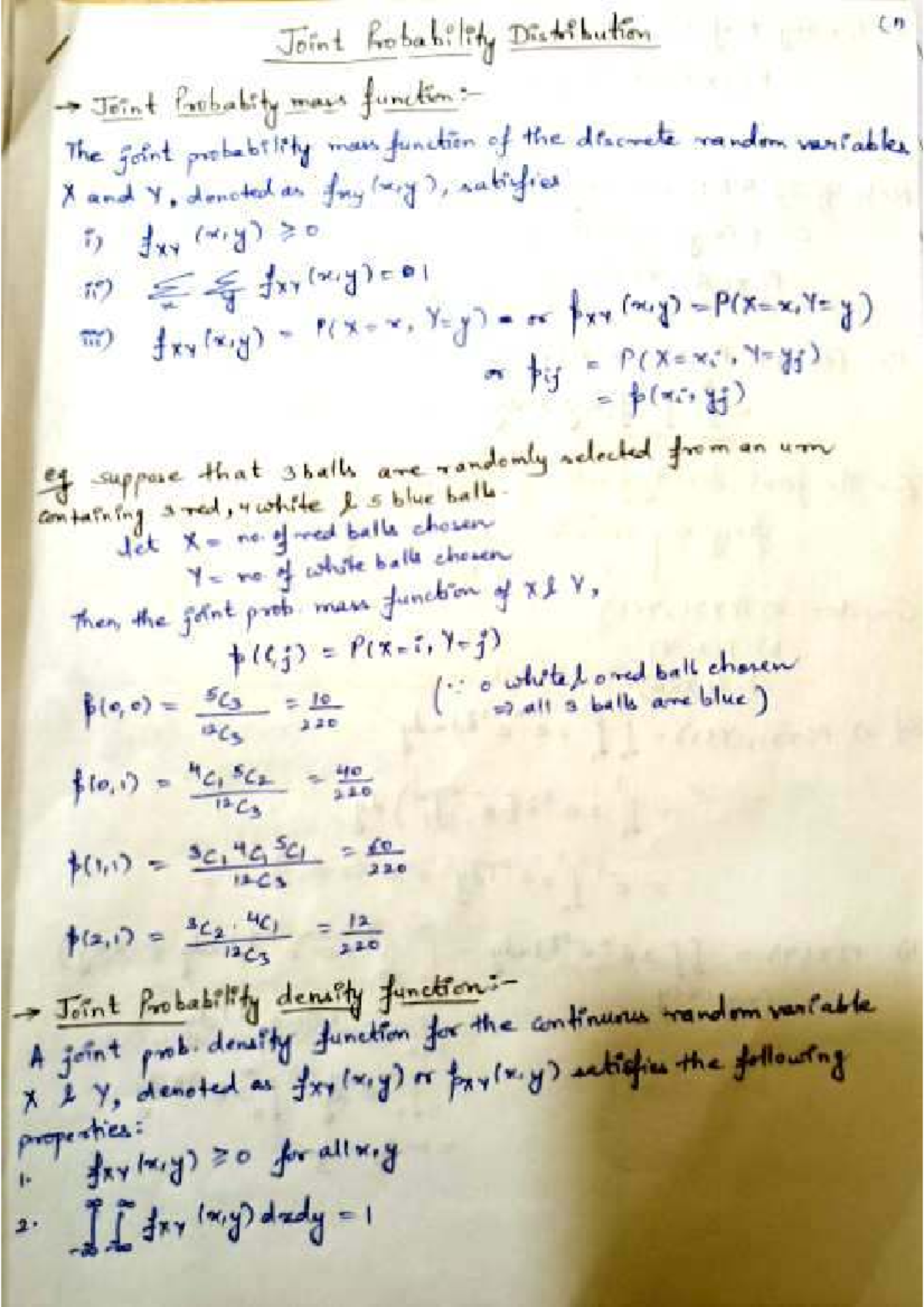 PSLP UNIT-2: Joint Probability Distribution Notes - Studocu
