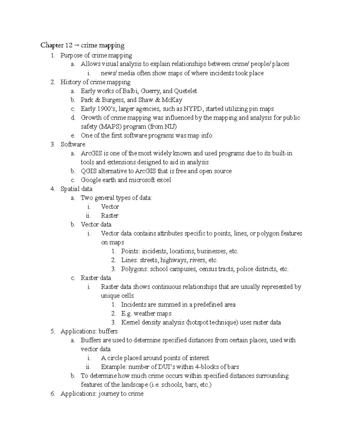 Chapter 12 - Crime Mapping Class Notes (GIS Studies) - Studocu