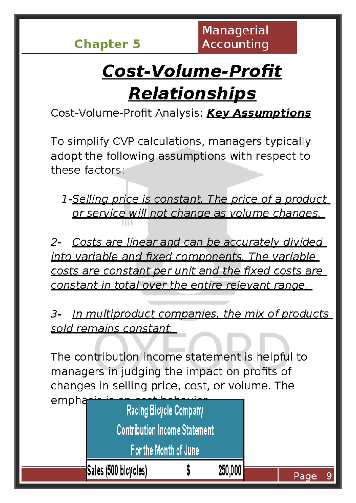 Cost-Volume-Profit Analysis - Chapter 5 Summary for ACCT 101 - Studocu