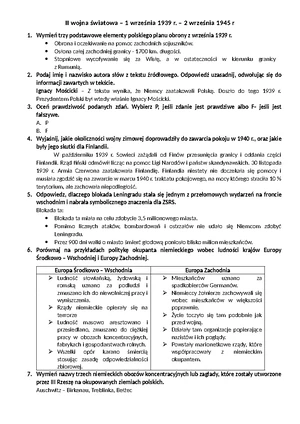 Sprawdzian Kl 6 Historia Ii Wojna światowa Co Było