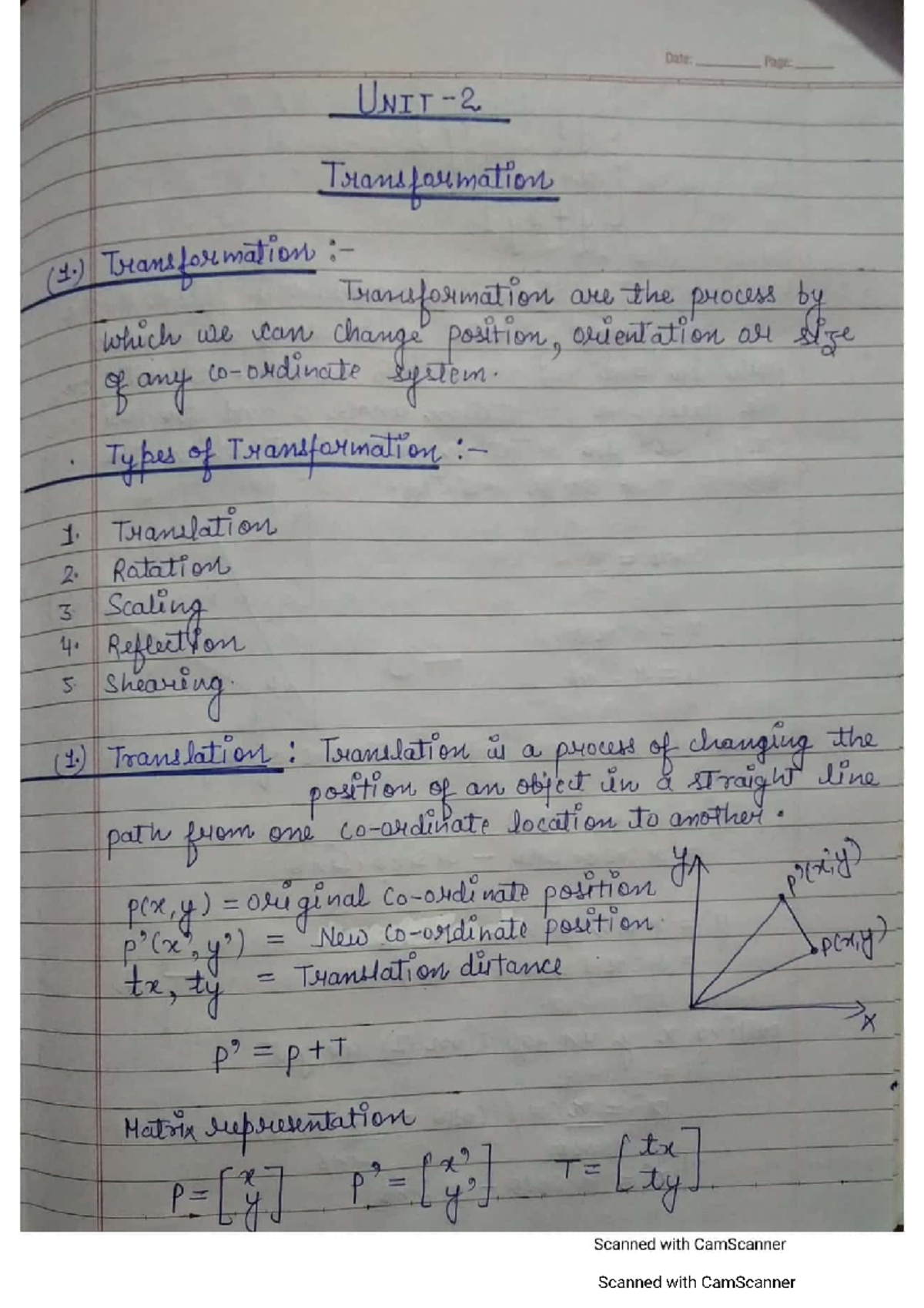 CG Unit 2 - computer graphics - Date: Page: UNIT 2 Transformation (1 ...