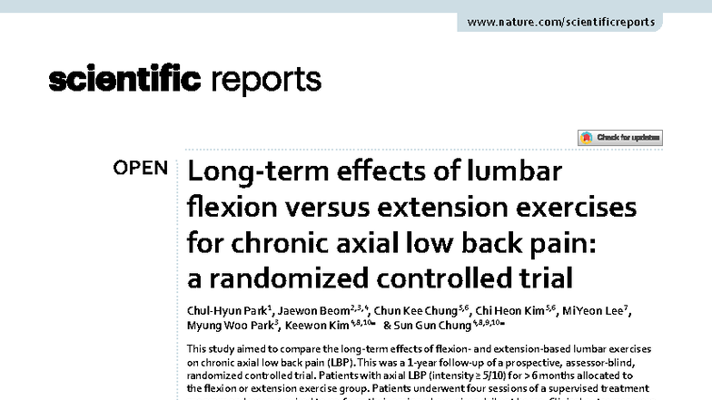 Long-term Effects of Lumbar Flexion vs. Extension Exercises for Chronic ...