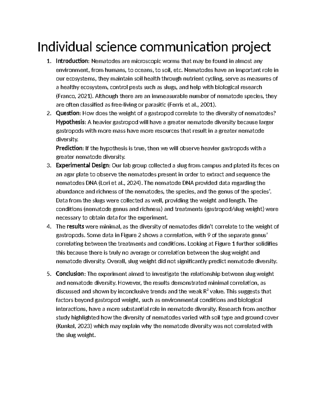 Individual science communication project transcript - Individual ...