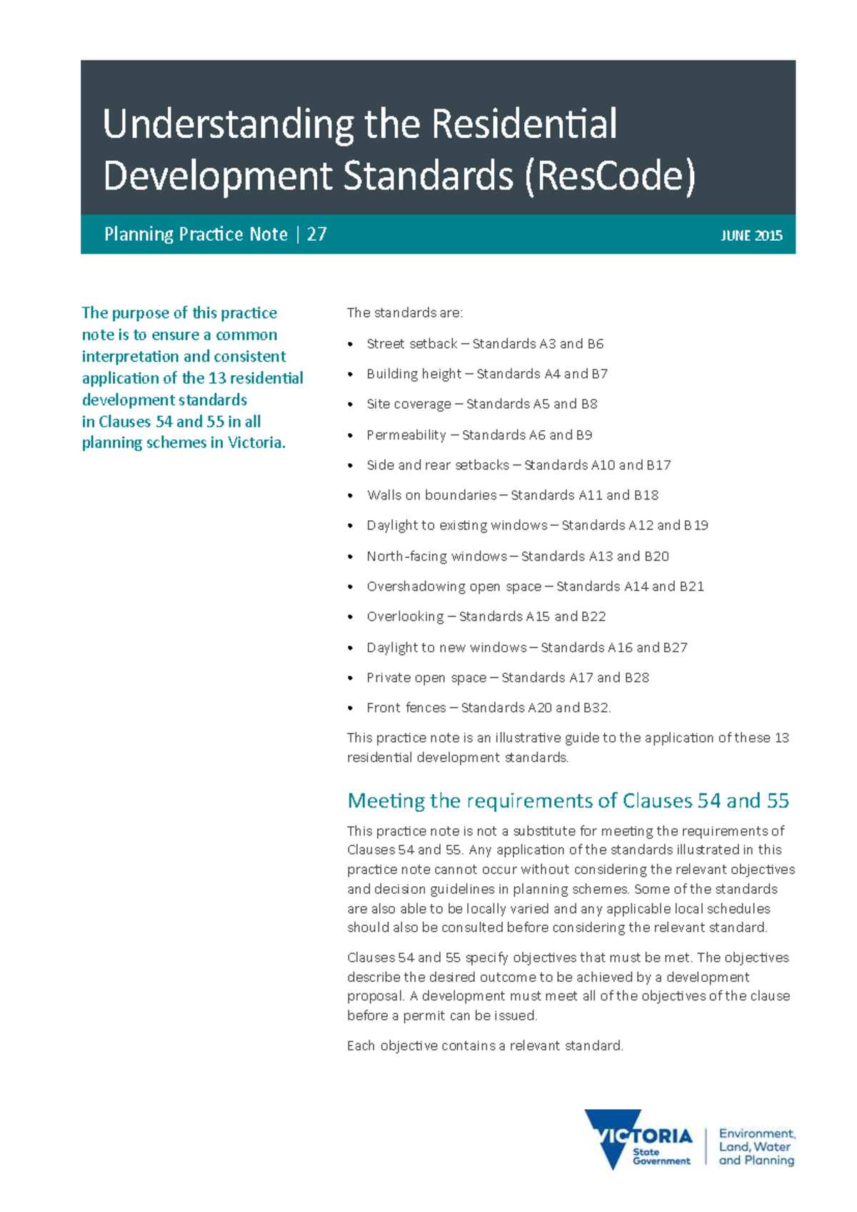 PPN27: Understanding Residential Development Standards (ResCode) - June ...