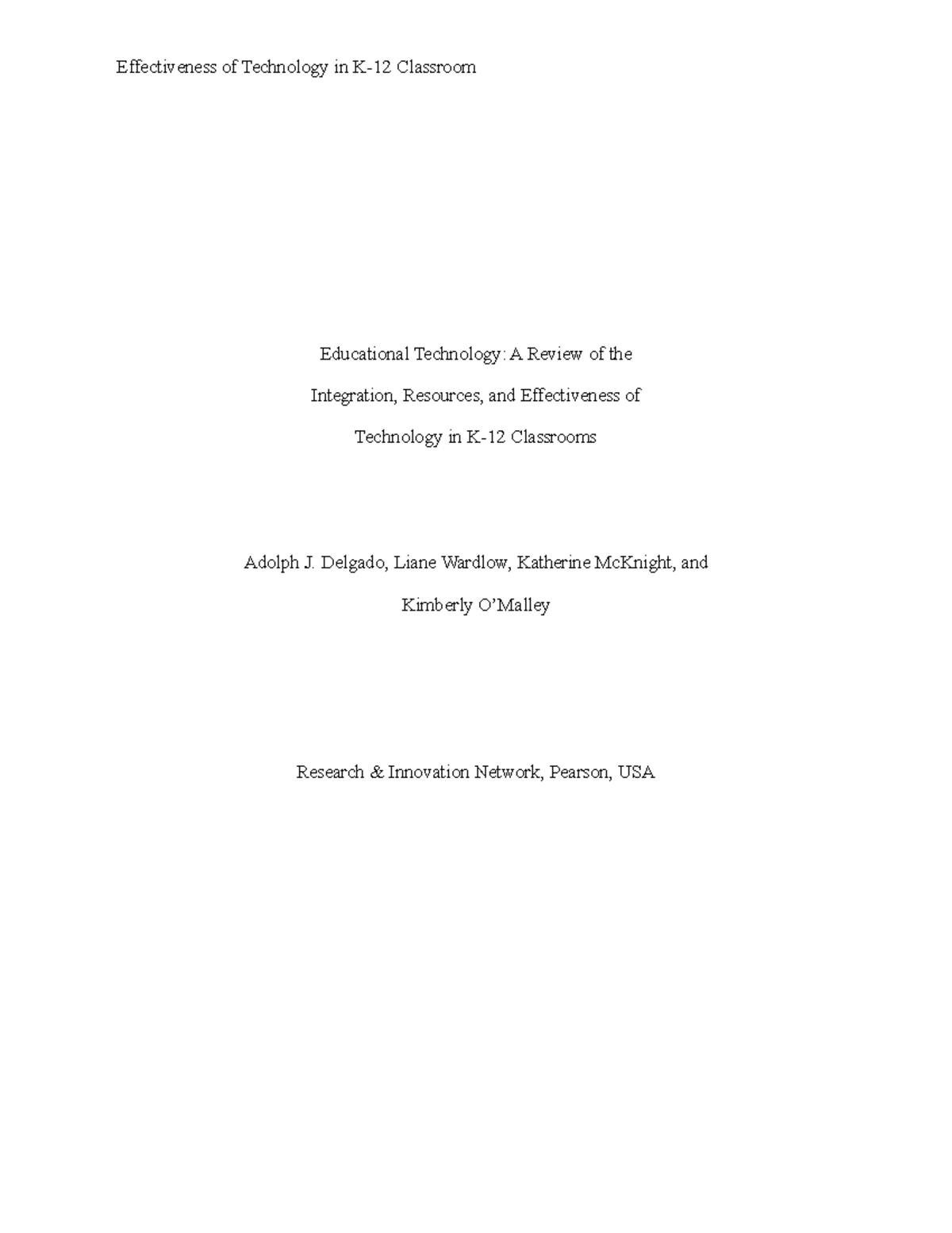 EDF Paper - Grade: A - Effectiveness of Technology in Classroom ...