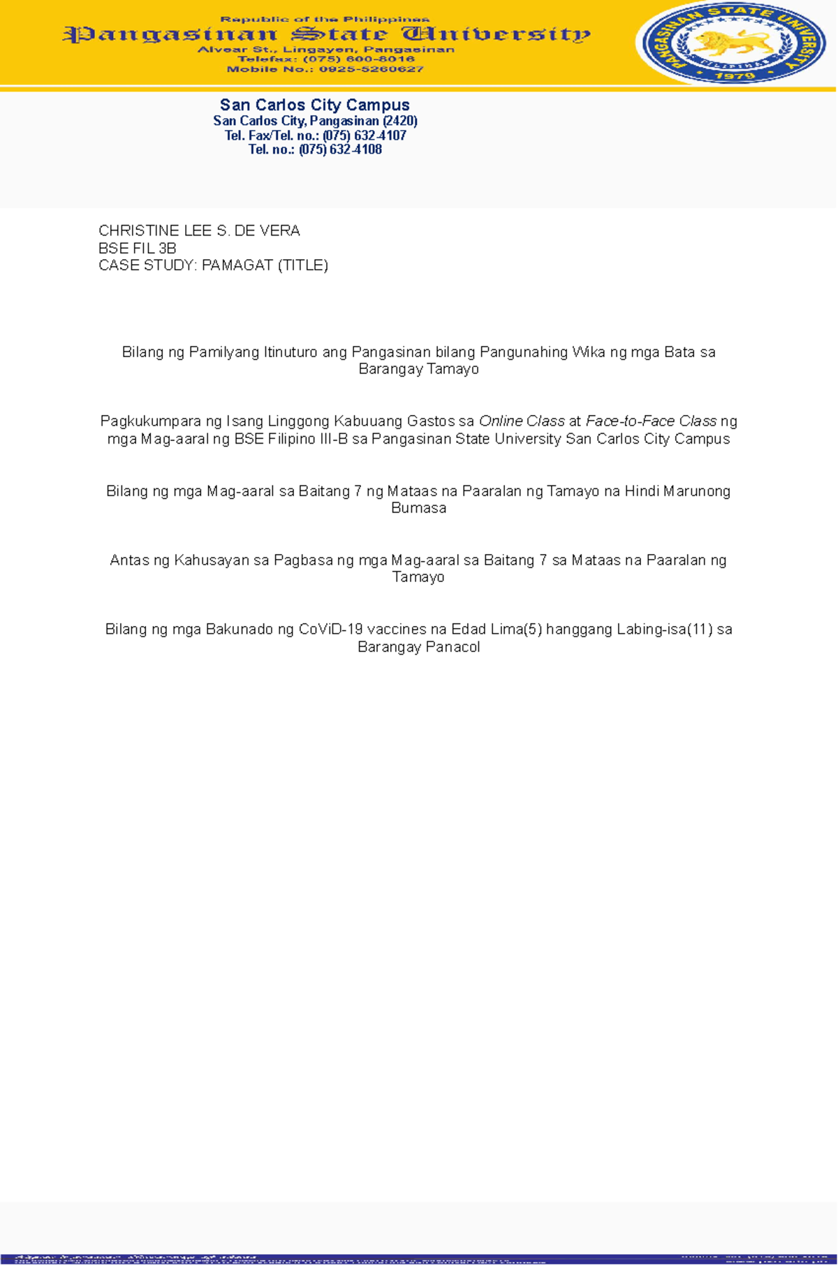 Thesis Title for BSE FIL 3B: Case Study on Filipino Language Education ...