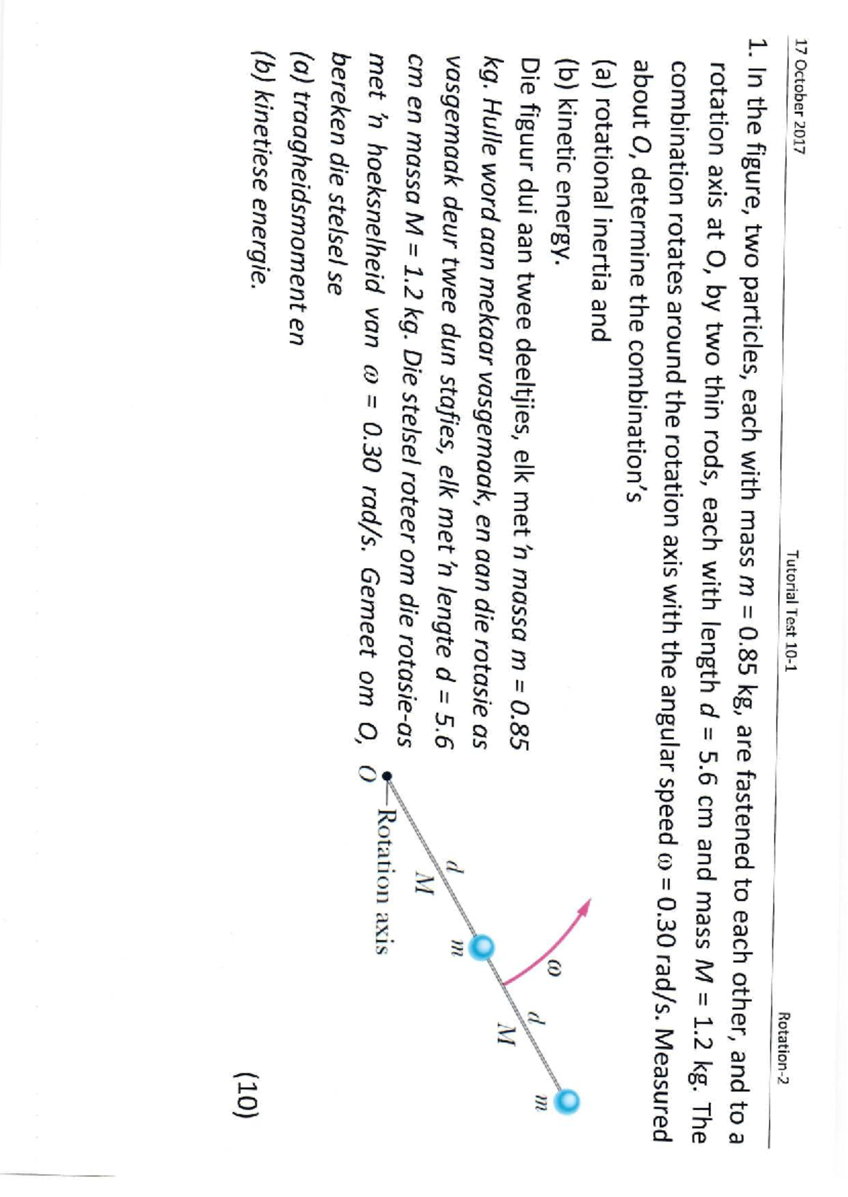 17 October 2017 Tutorial Test 10 Solutions - Rotation-2 Memo - Studocu