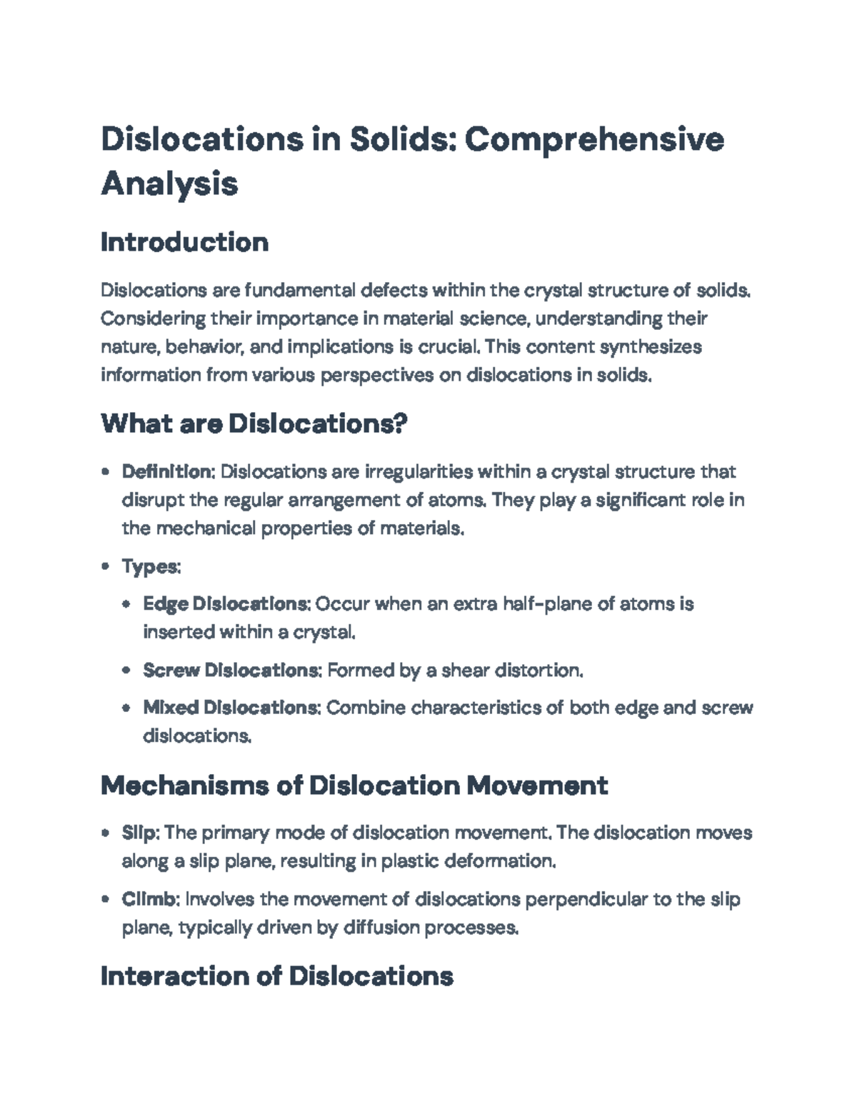 Dislocations in Solids: Comprehensive Analysis for Material Science ...