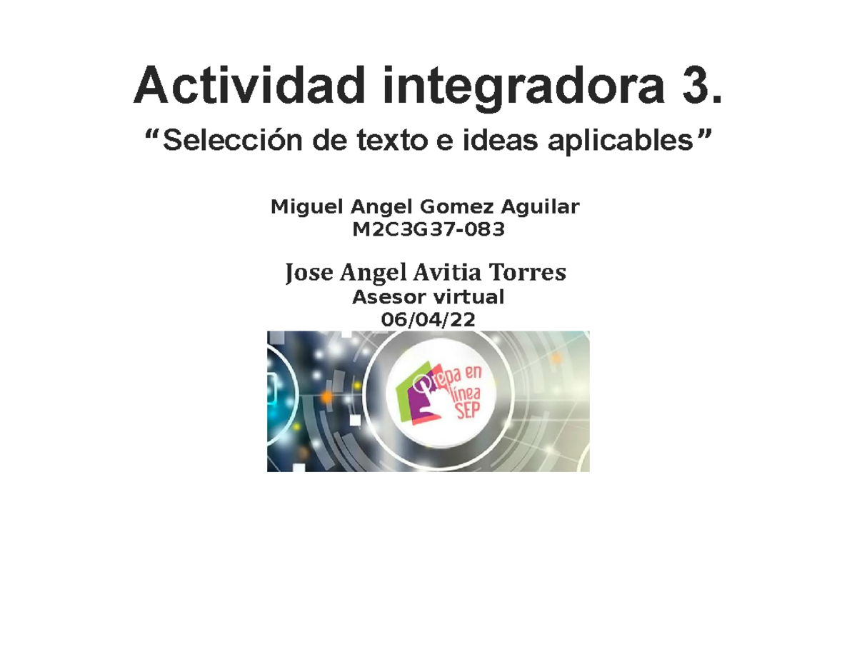 Gomez Aguilar Miguel M02S2AI3 - Actividad integradora 3. “Selección de