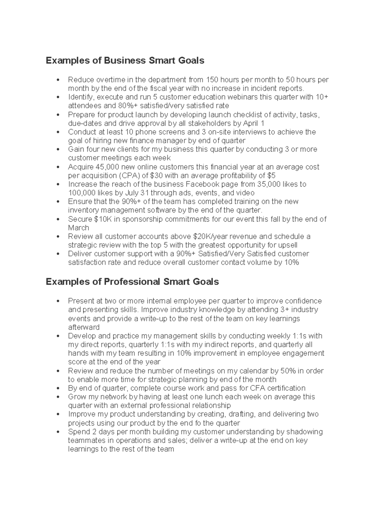 Business Smart Goals Examples: Strategies for Success - Studocu