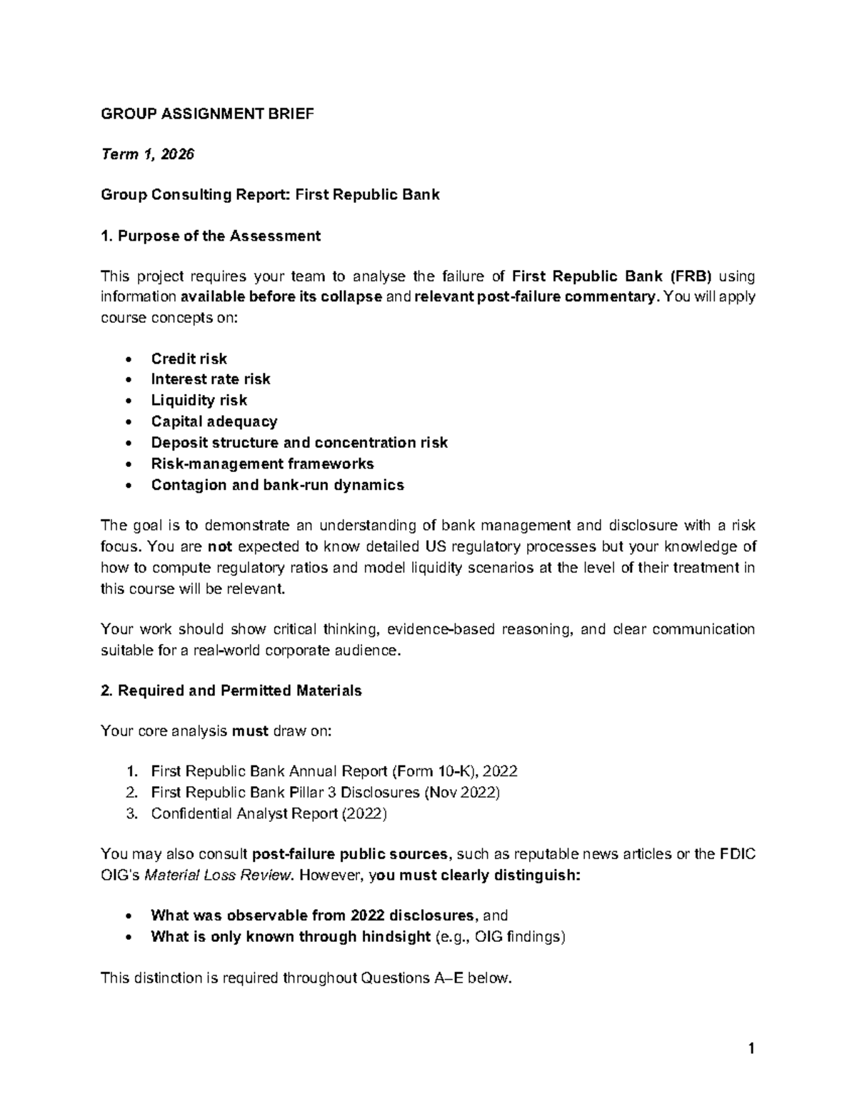 Group Consulting Report: Analyzing First Republic Bank's Collapse (FINC ...