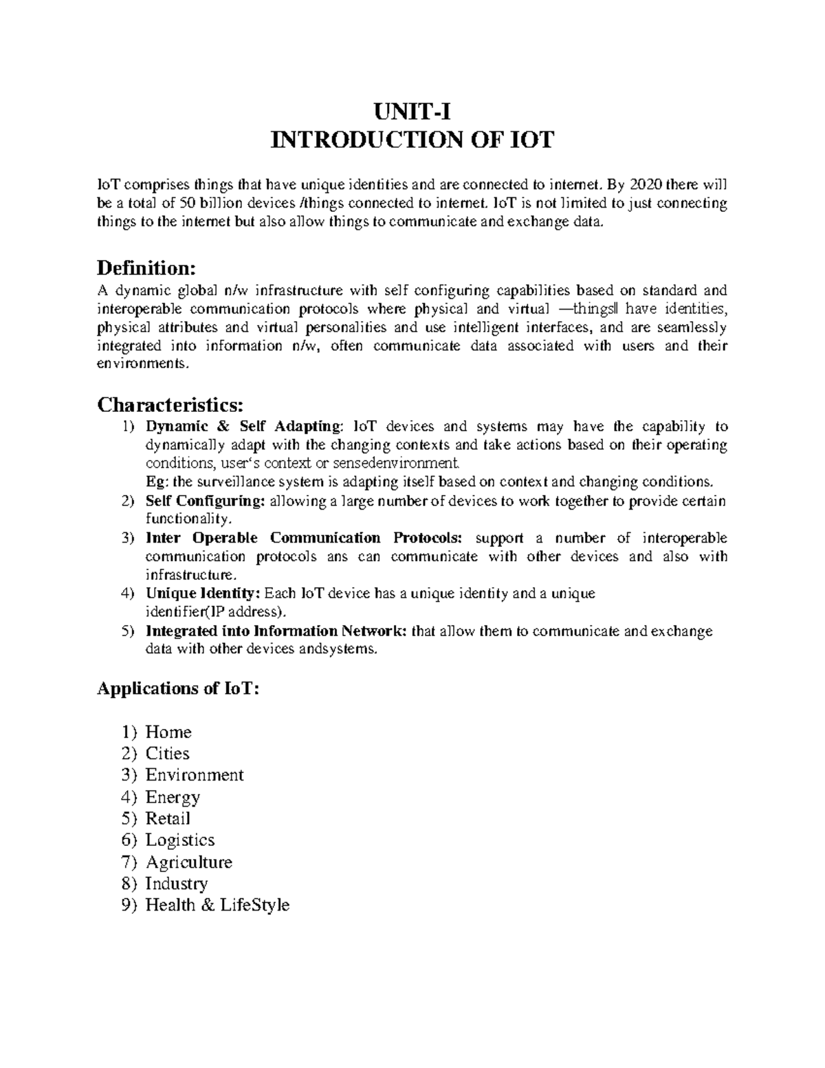 IoT Fundamentals Lecture Notes - iot - Studocu