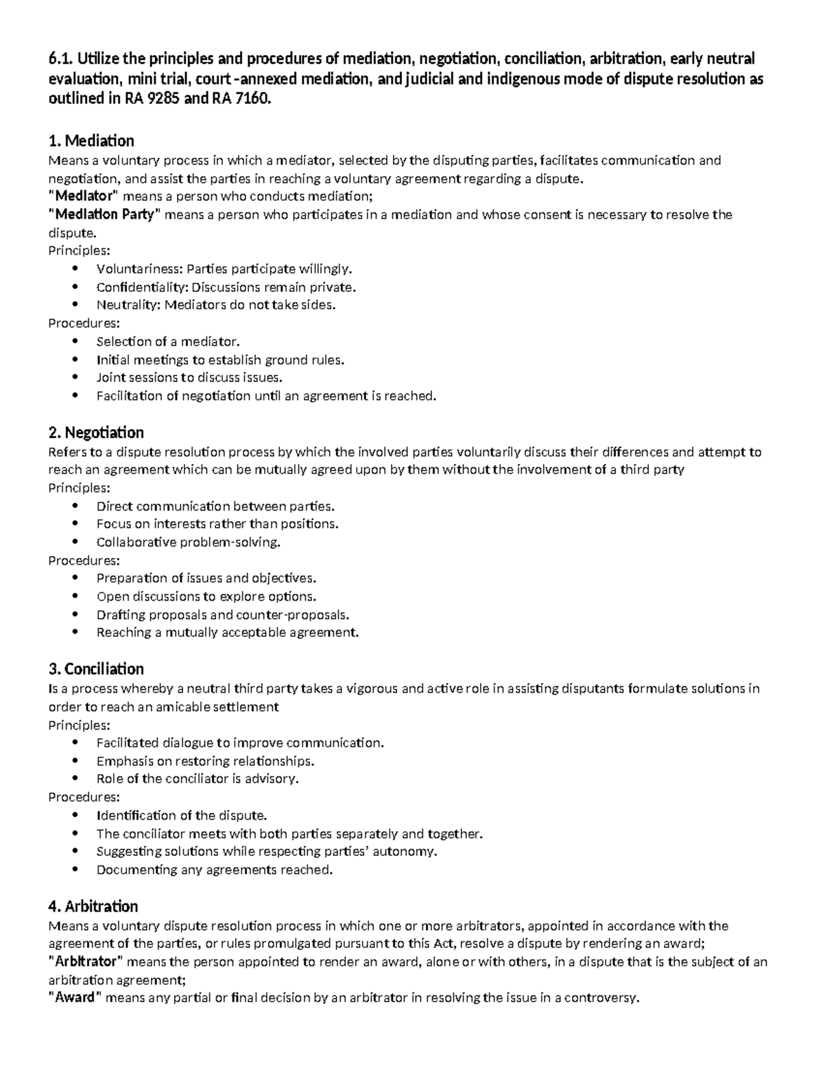 Dispute Resolution Techniques for Crisis Management and Mediation - Studocu