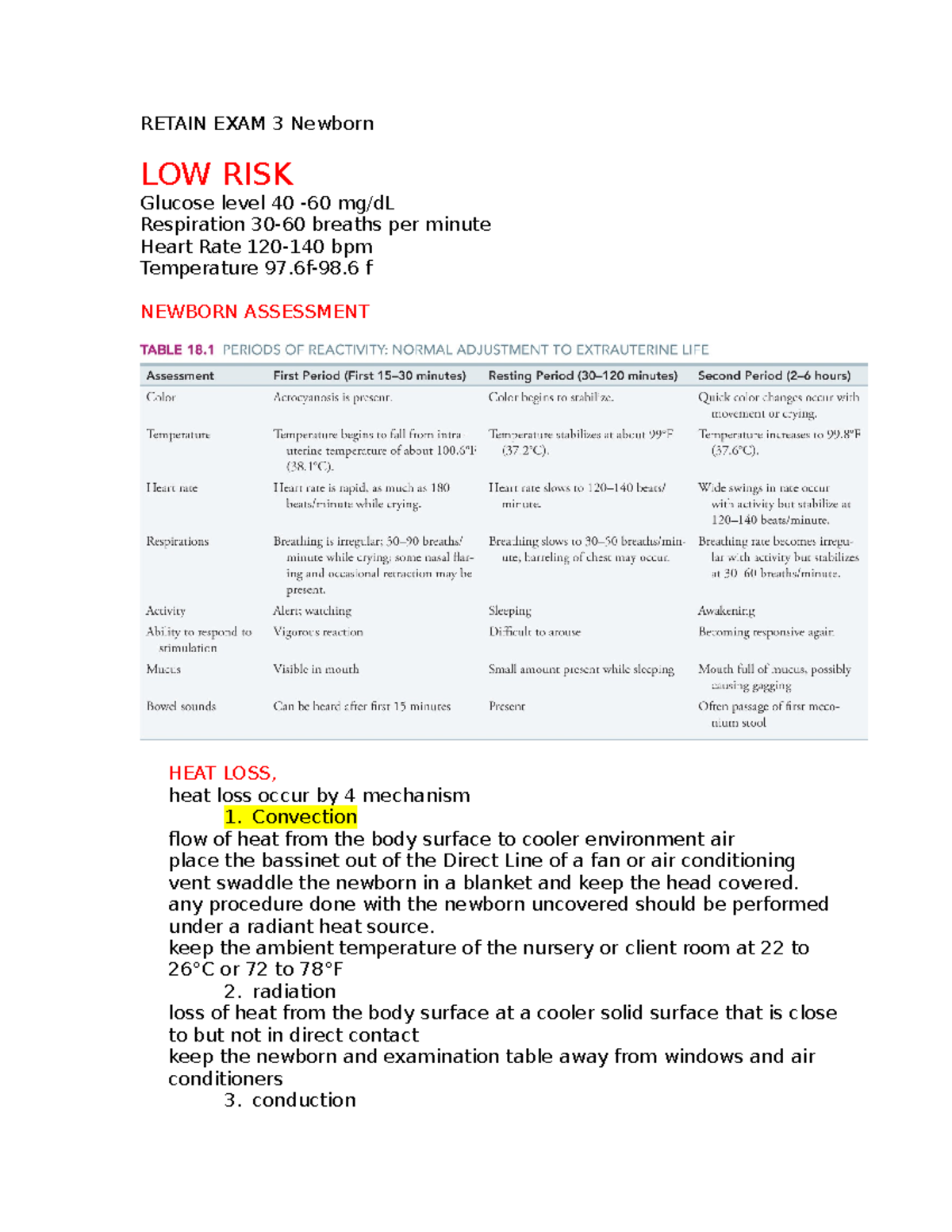 Retain OB - Document - RETAIN EXAM 3 Newborn LOW RISK Glucose level 40 ...