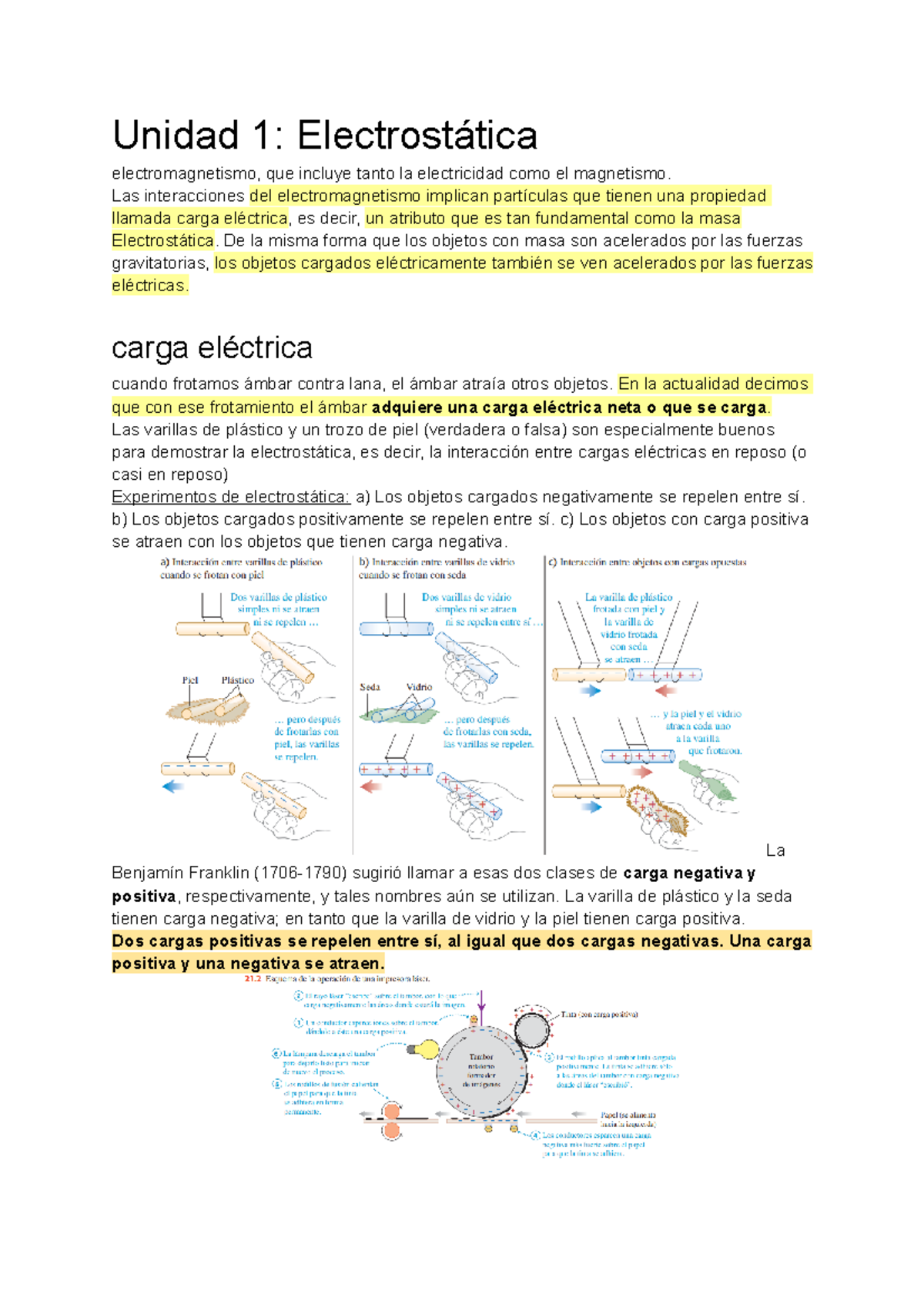 Resumen de Electrostática - Física 2 (Unidades 1 y 2) - Document Preview