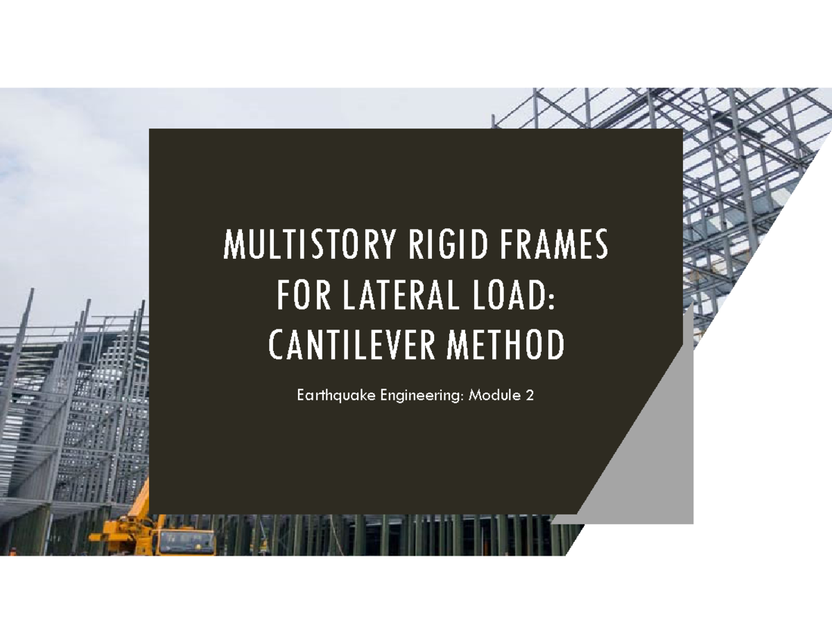 Module 2 - Cantilever Method in Lateral Load Analysis - Studocu