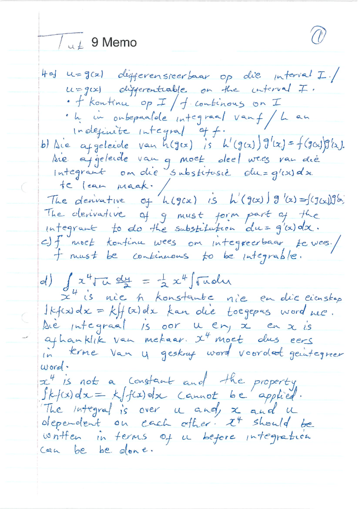Tutorial 9 Memo: Chain Rule Applications & Solutions - Studocu
