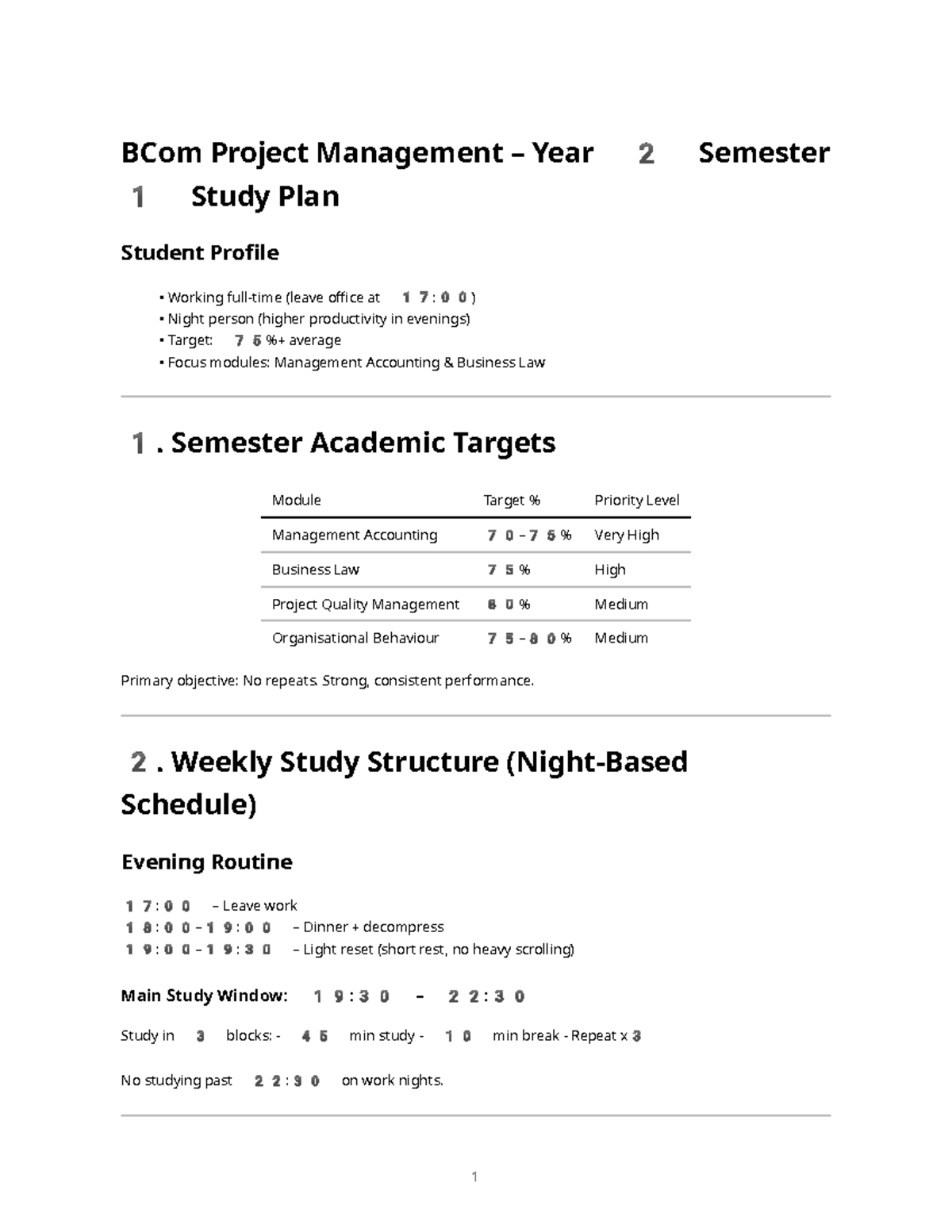 BCom Project Management Year 2 Semester 1 Study Plan Guide - Studocu