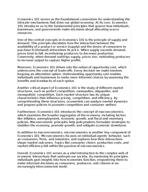 ECON101 Textbook Notes - CHAPTER 1: Economic Issues and Concepts 1 What ...
