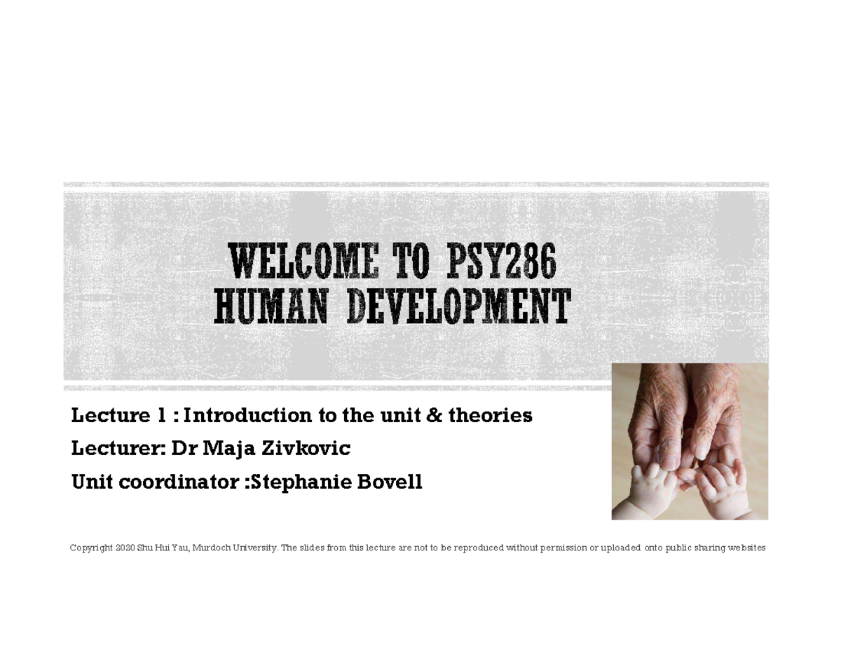 PSY286 Lecture 1: Introduction to Developmental Psychology Theories ...