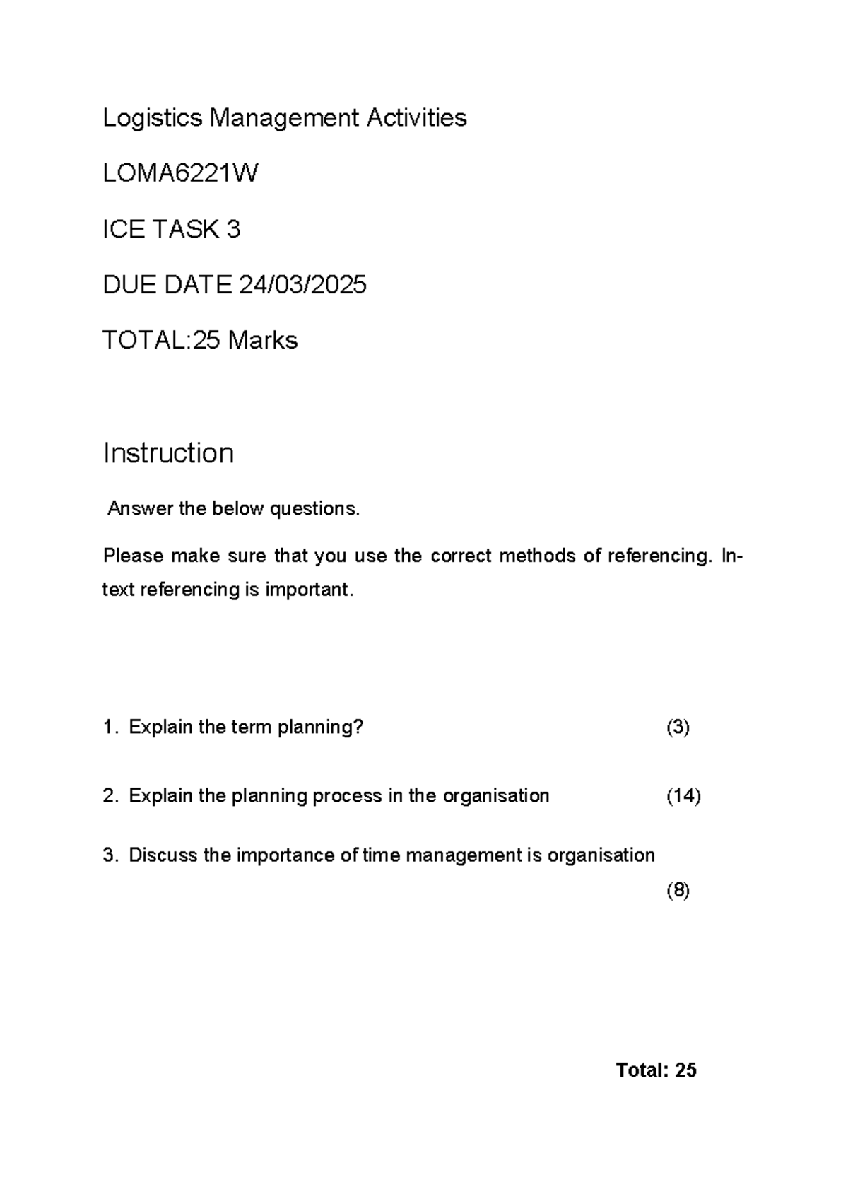Ice Task 3 2025 2 - Ice activities - Logistics Management Activities ...