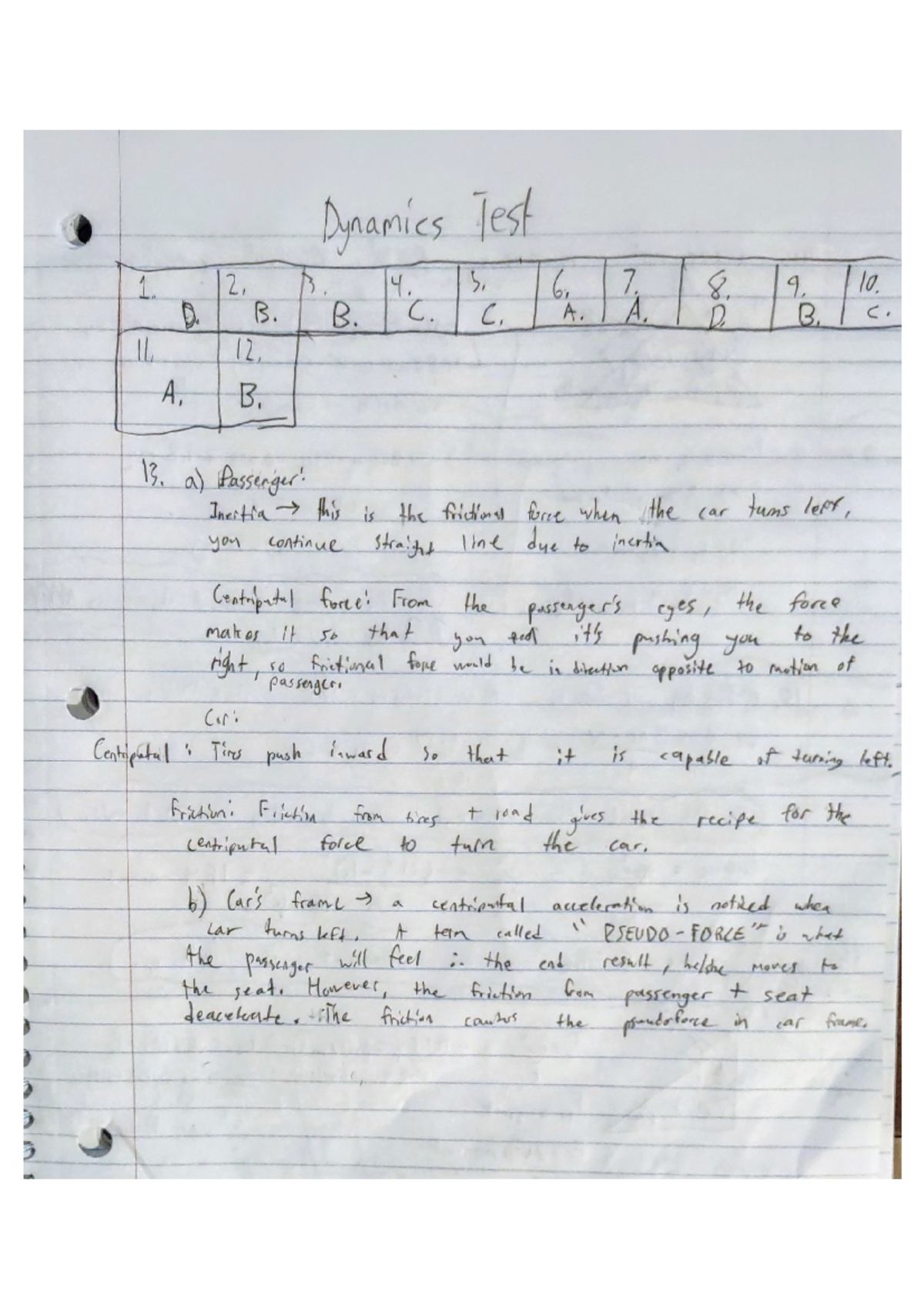 Unit 1 Dynamics Test Answers and Explanation - Studocu