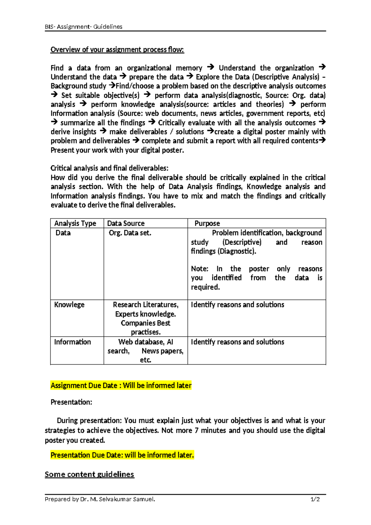 BIS Assignment Guide: Data Analysis and Deliverables Overview - Studocu