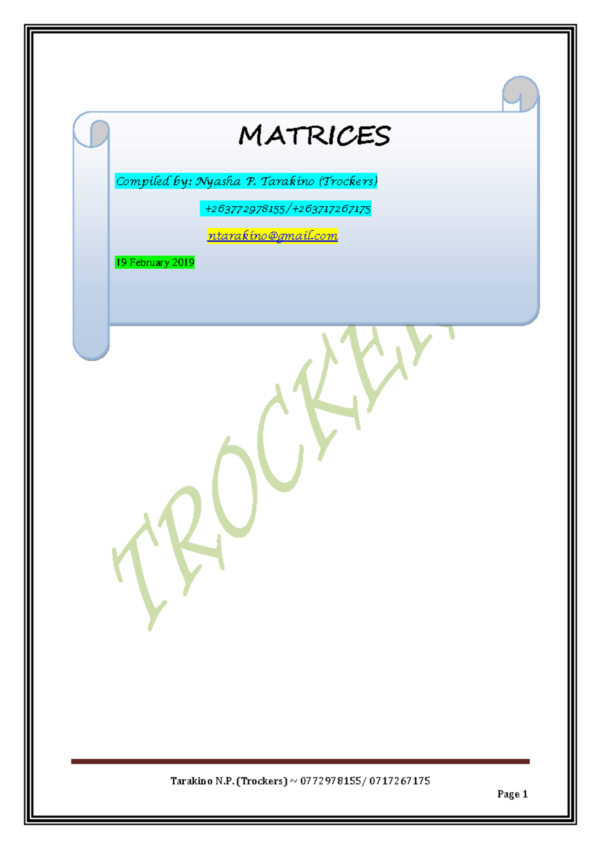 MATRICES NOTES (6042) - Comprehensive Guide by Trockers - Studocu