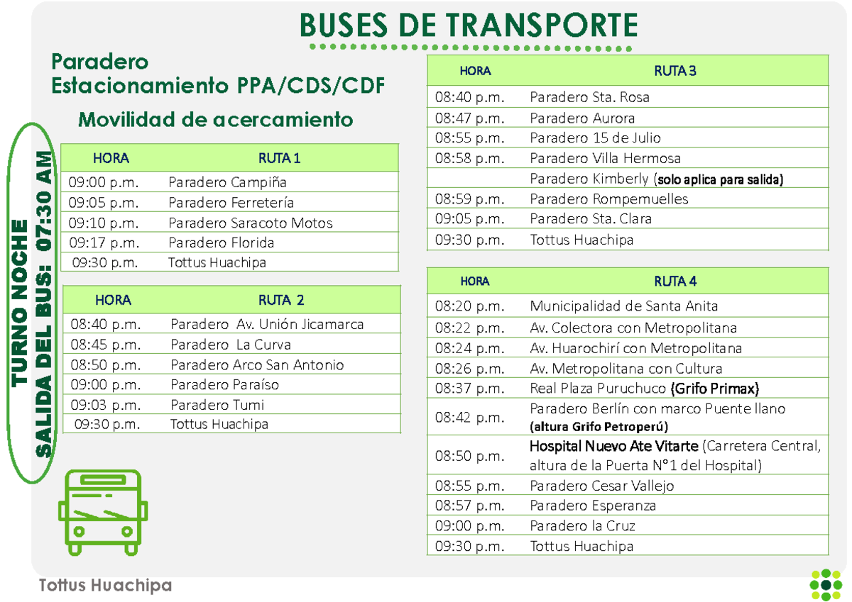 Rutas de Transporte Nocturno 2025 - BUSES DE TRANSPORTE - Studocu
