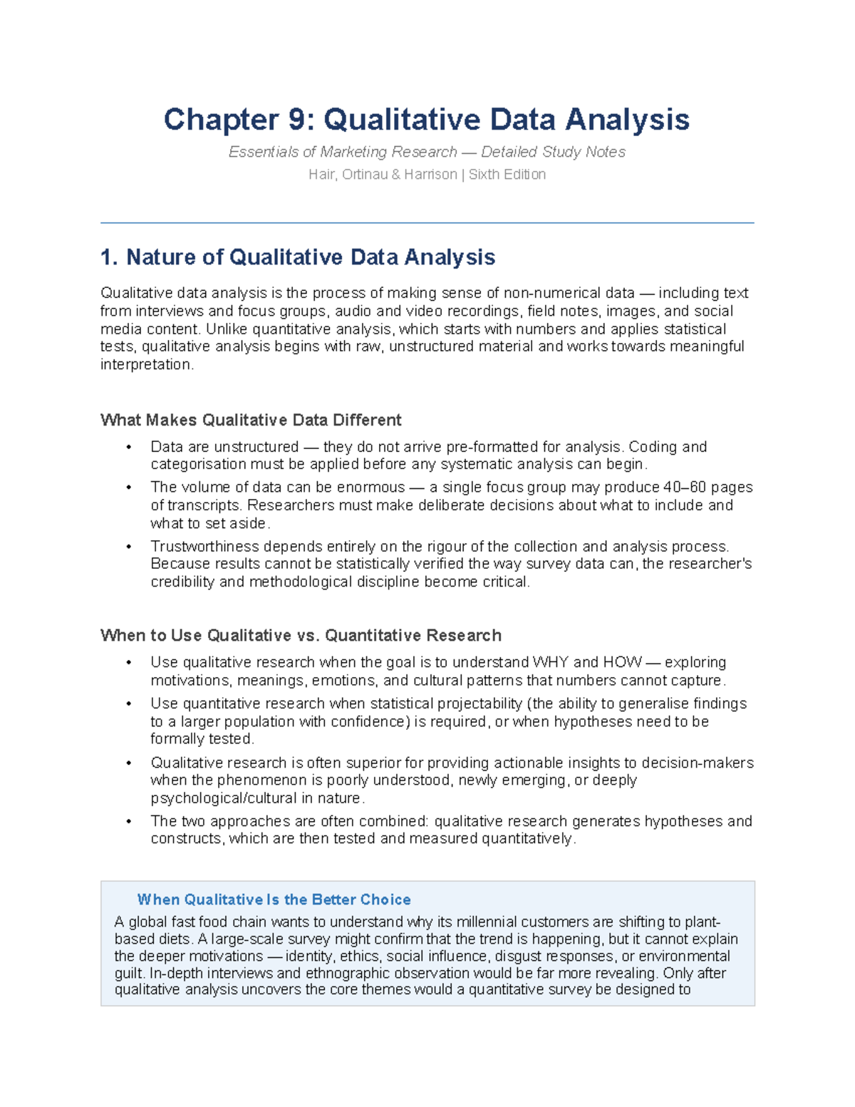Chapter 9: Qualitative Data Analysis in Marketing Research - Detailed ...