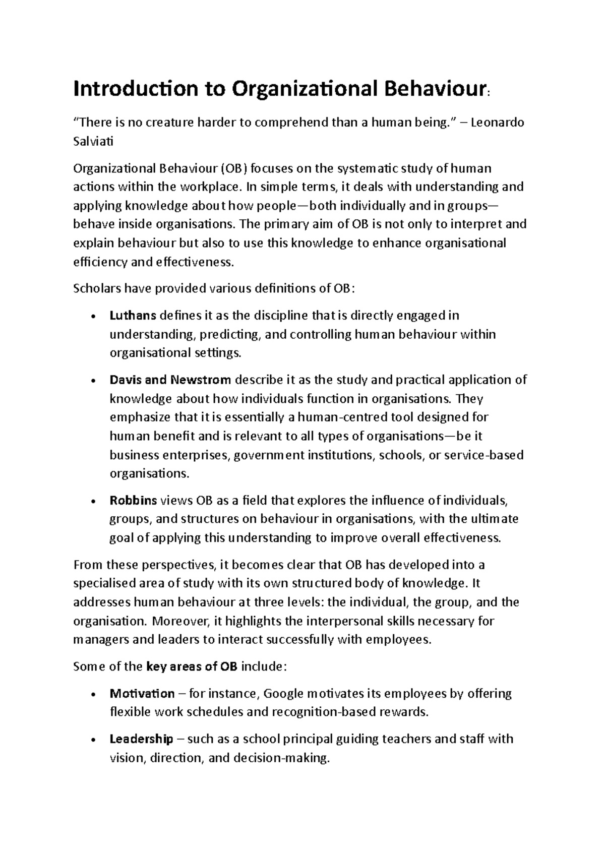 Organizational Behaviour (OB) Overview: Understanding Human Dynamics ...