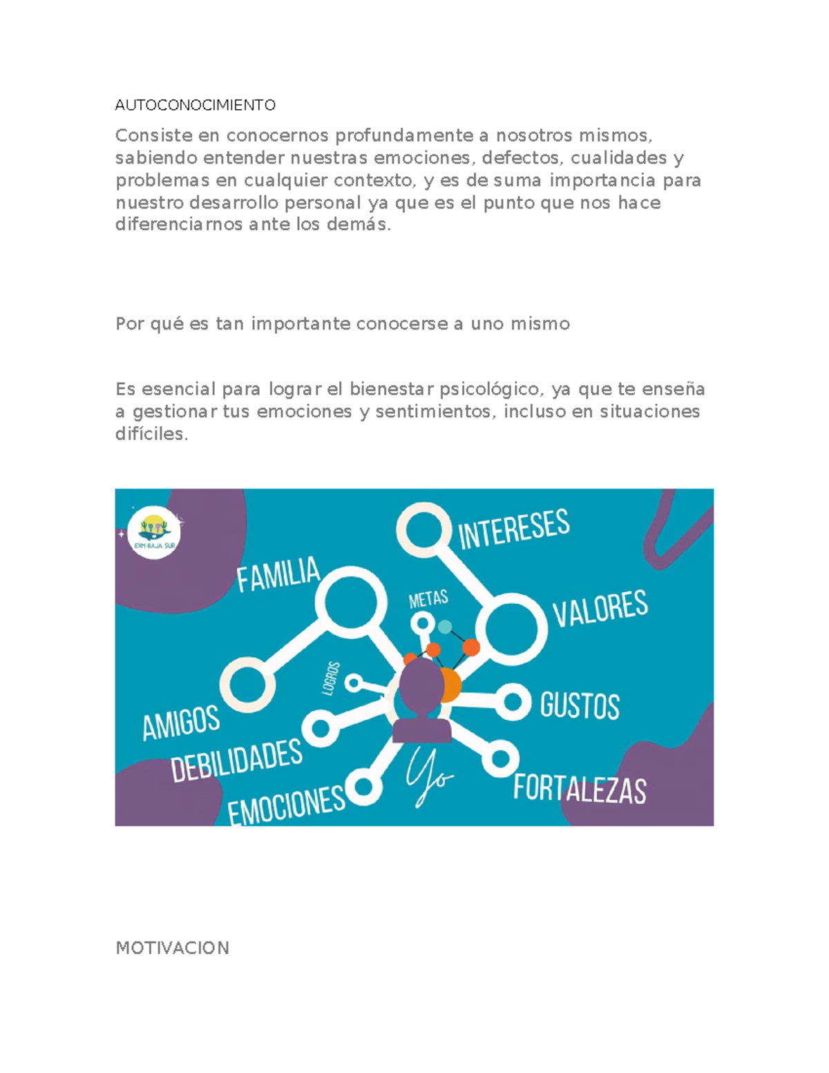 Autoconocimiento: Importancia para el Desarrollo Personal - Studocu