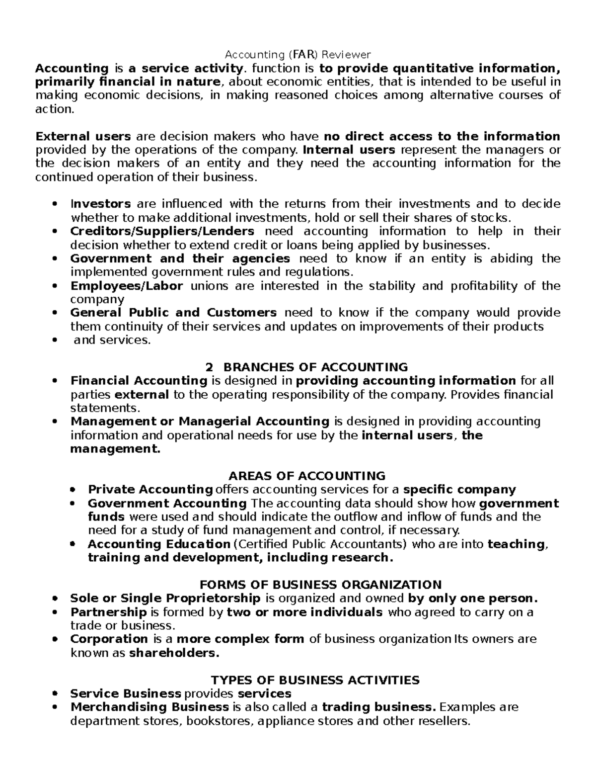 FAR Accounting Reviewer: Key Concepts and Principles 2021 - Studocu
