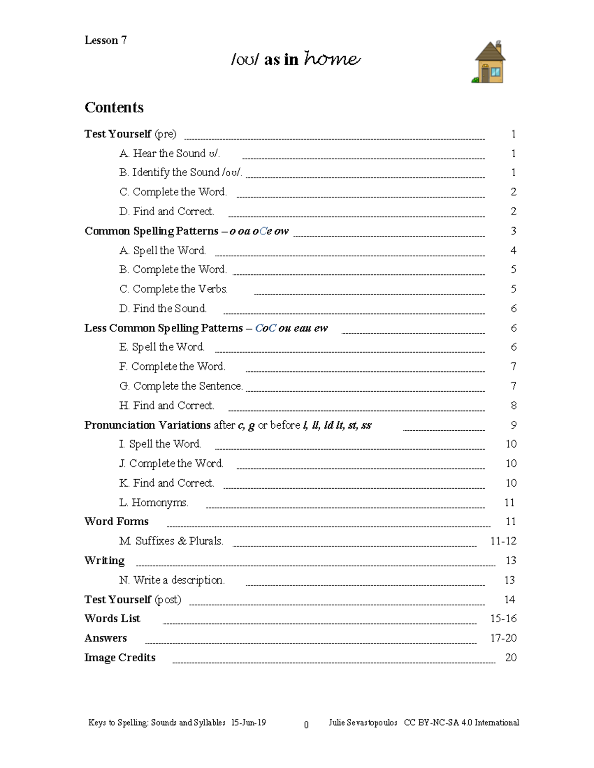 Ow sound exercise - /oʊ/ as in home Test Yourself (pre) Contents A ...