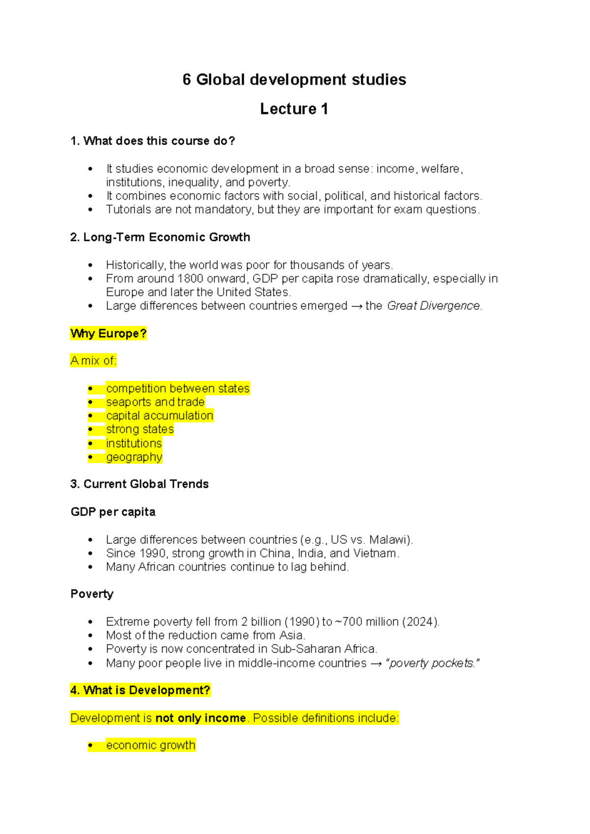 Global Development Studies (GDS 6) Lecture 1: Economic Growth ...