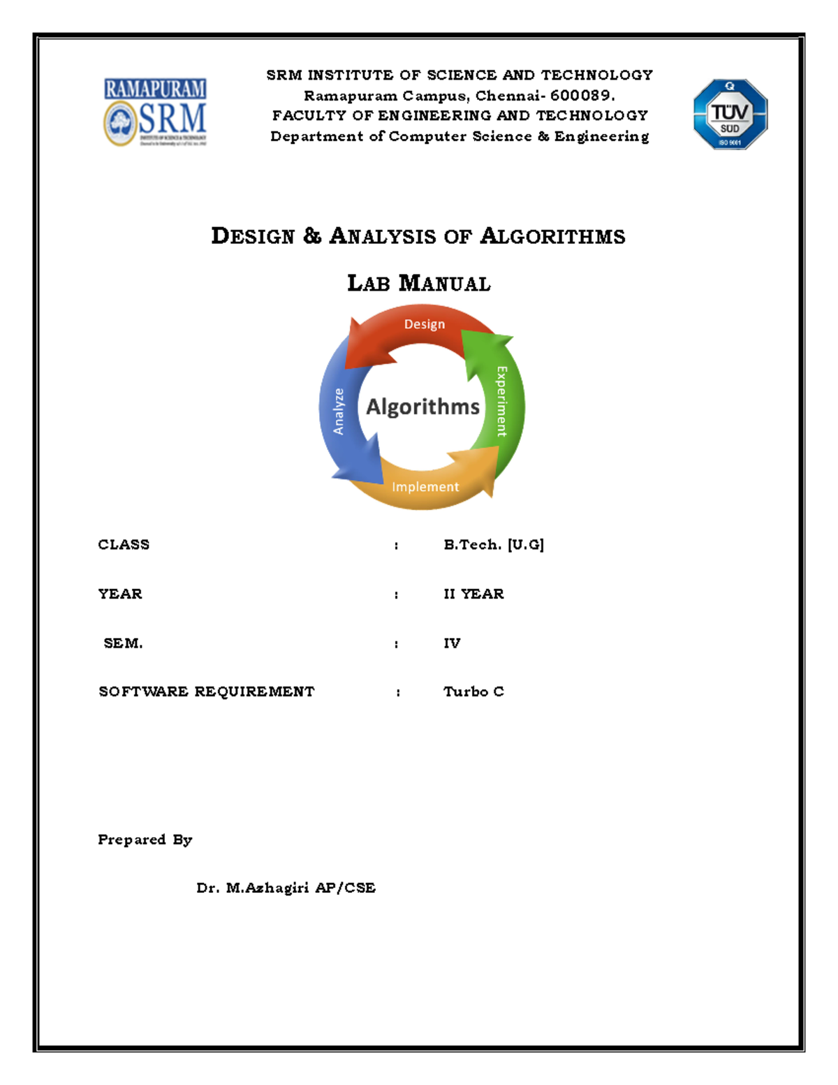 535633163 Design Analysis of Algorithms Lab Manual - DESIGN & ANALYSIS ...