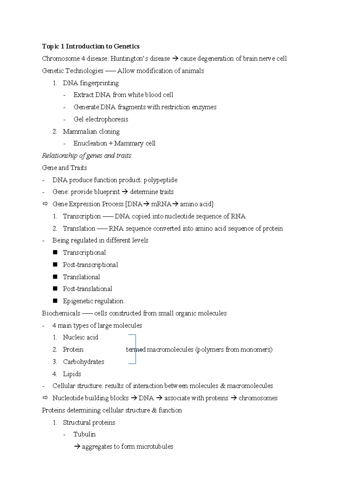 Final Exam Notes: Genetics Overview and Chromosome Reproduction - Studocu