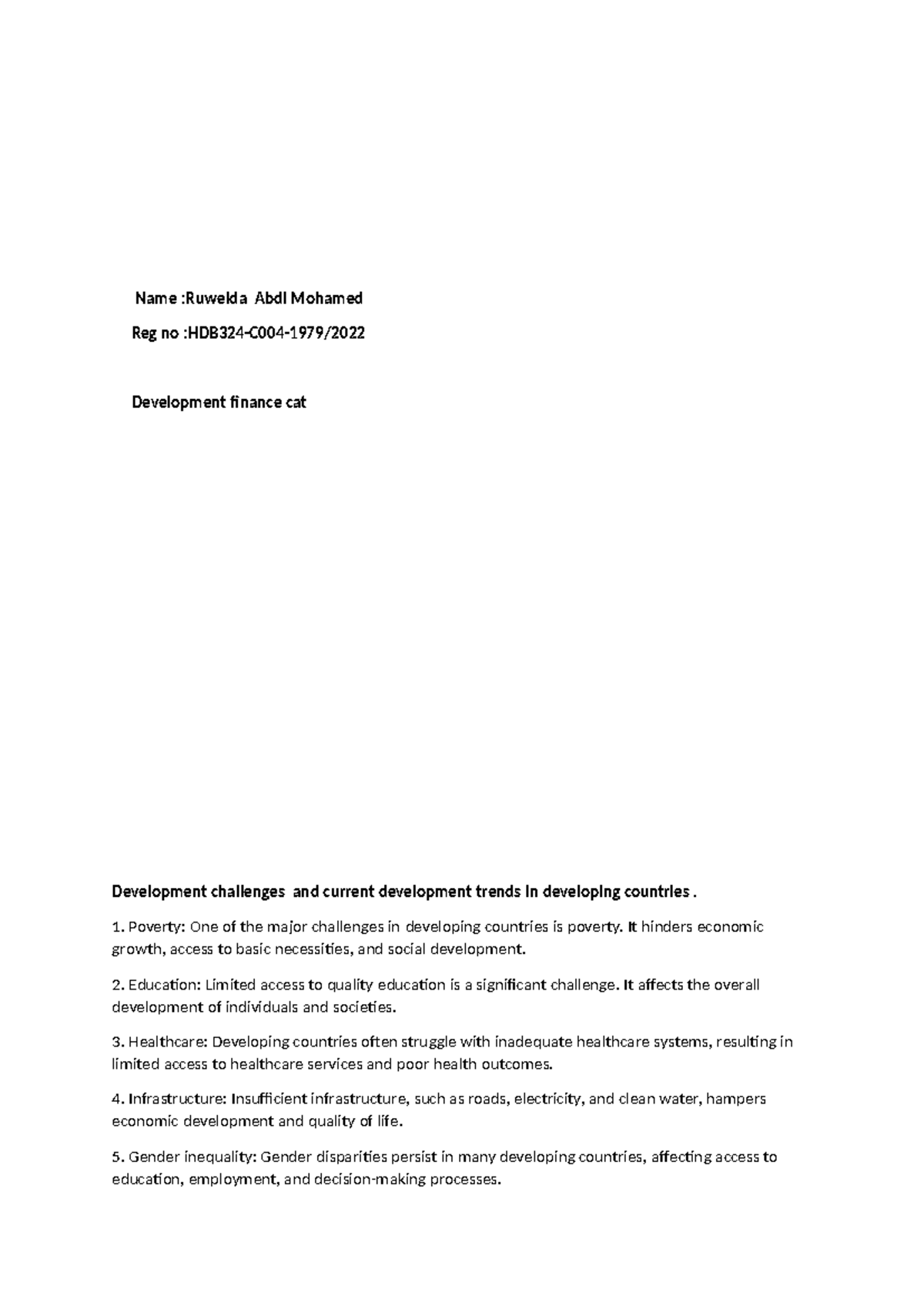 Development Finance Challenges & Trends in Developing Countries - Studocu