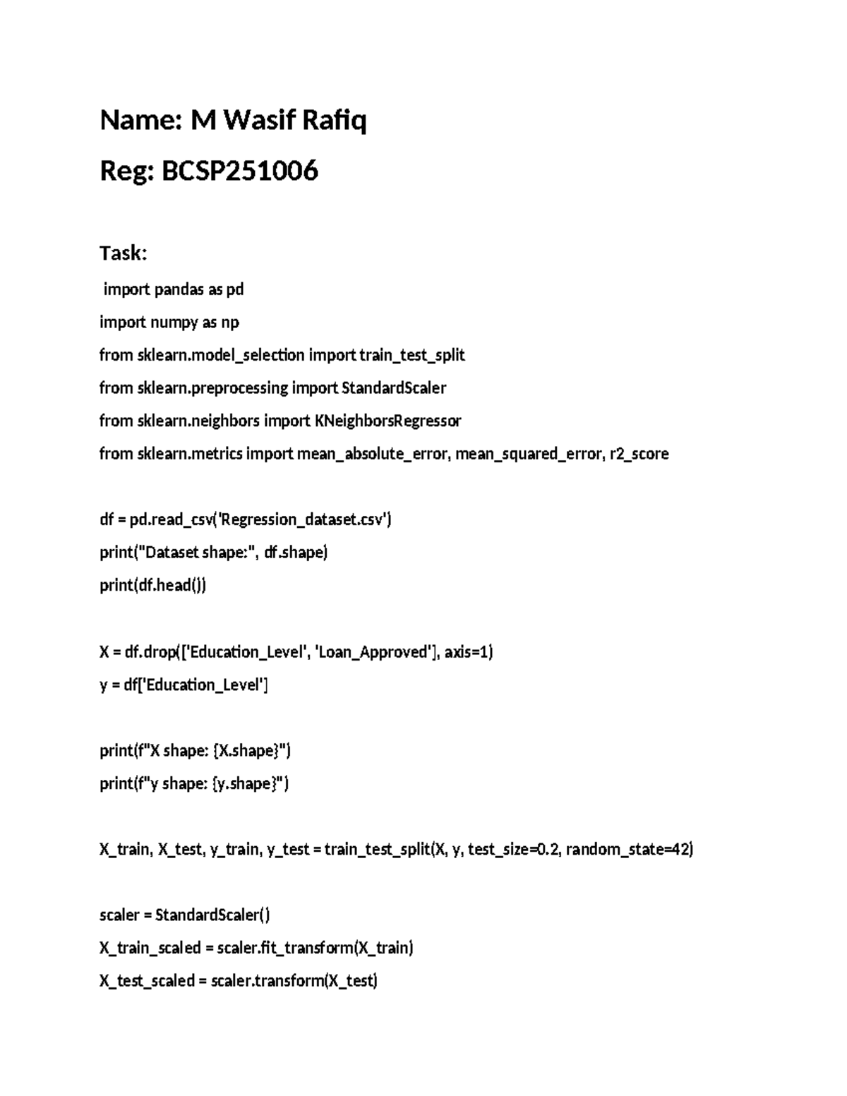 M Wasif Rafiq AI LAB 14 - This is ai lab assignment - Name: M Wasif ...