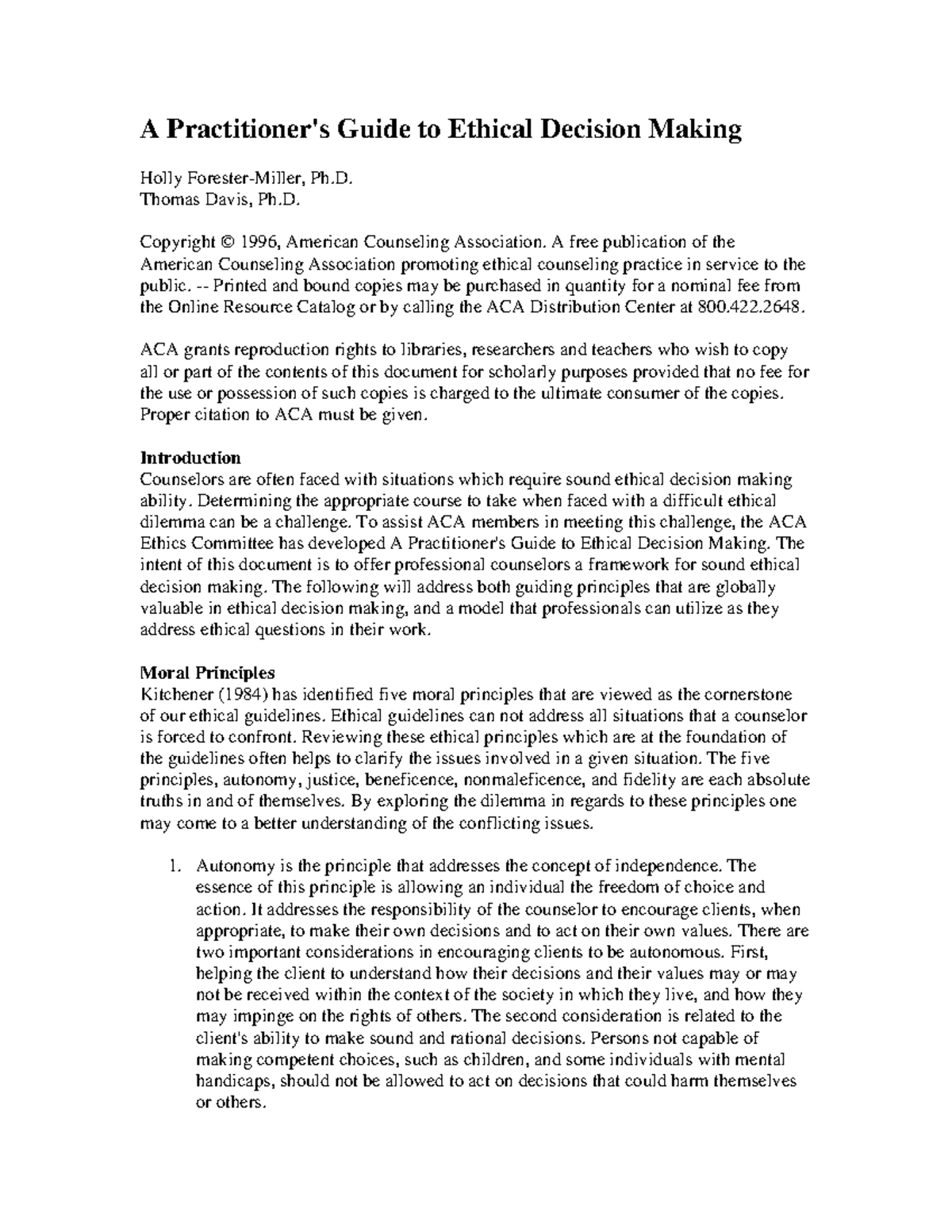 A Practitioner's Guide to Ethical Decision Making in Counseling - Studocu