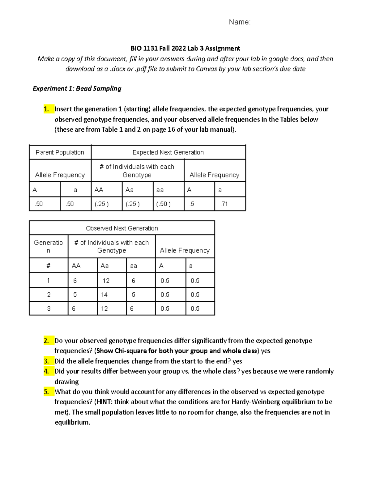 Lab 3 - BIO 1131 Fall 2022: Bead Sampling & Mouse Phenotypes Analysis ...