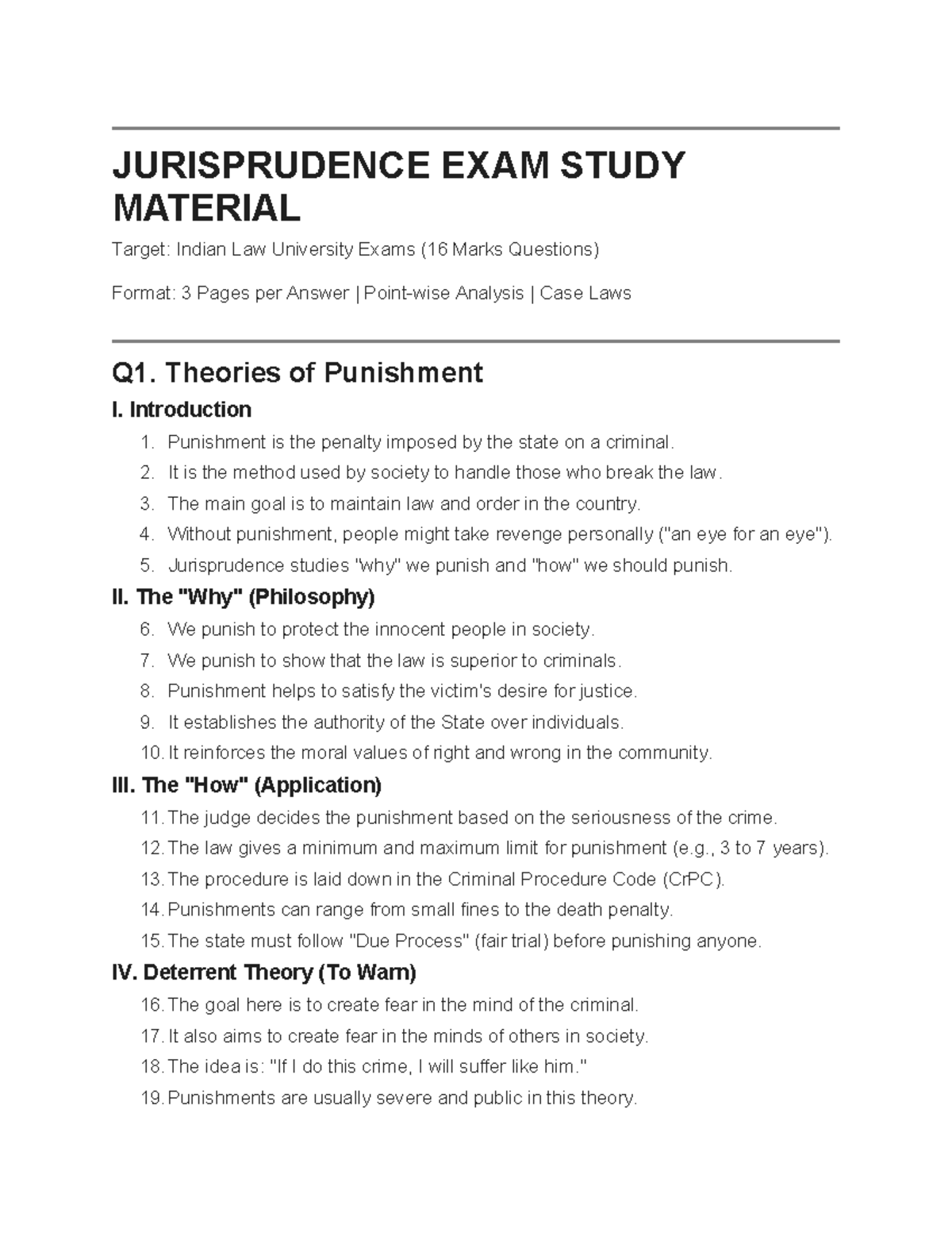 JURISPRUDENCE EXAM STUDY MATERIAL: Key Theories & Case Laws - Studocu