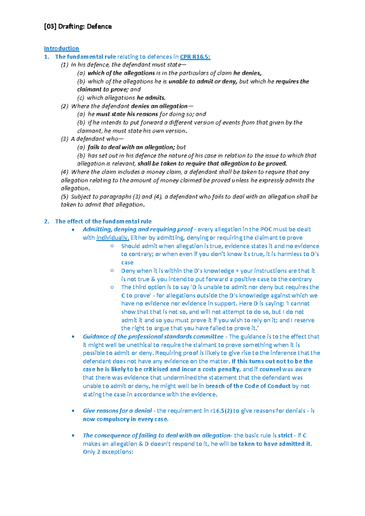 [03] Drafting Defences: Fundamental Rules & Guidelines - Studocu