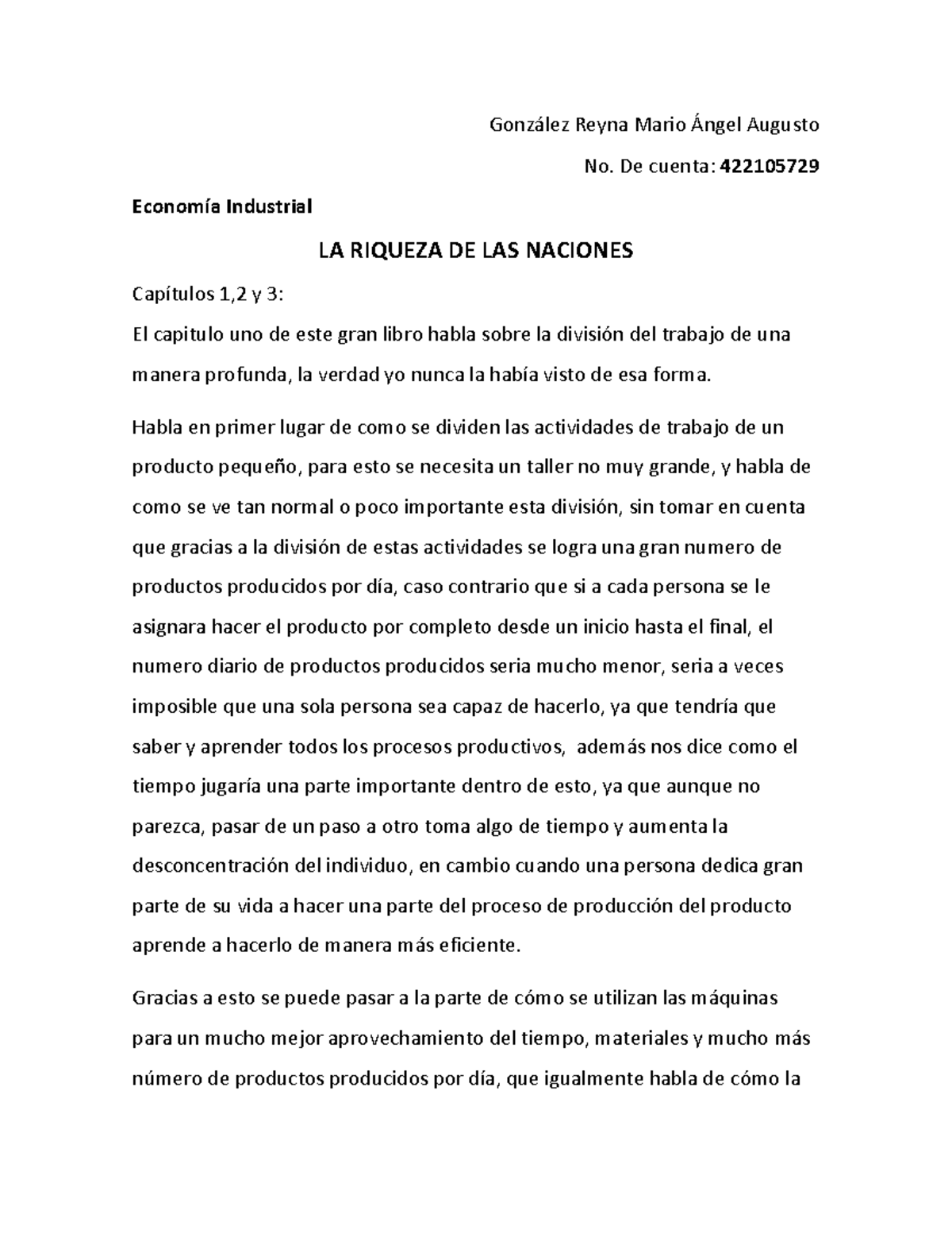 Análisis de La Riqueza de las Naciones - Capítulos 1 a 6 (Economía ...