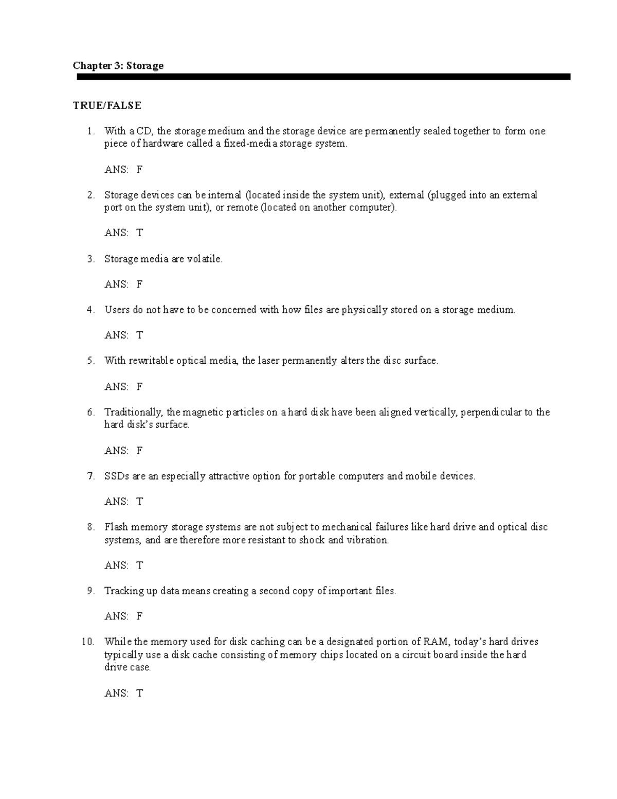 Chapter 3 Quiz - Storage Devices and Media Insights - Studocu