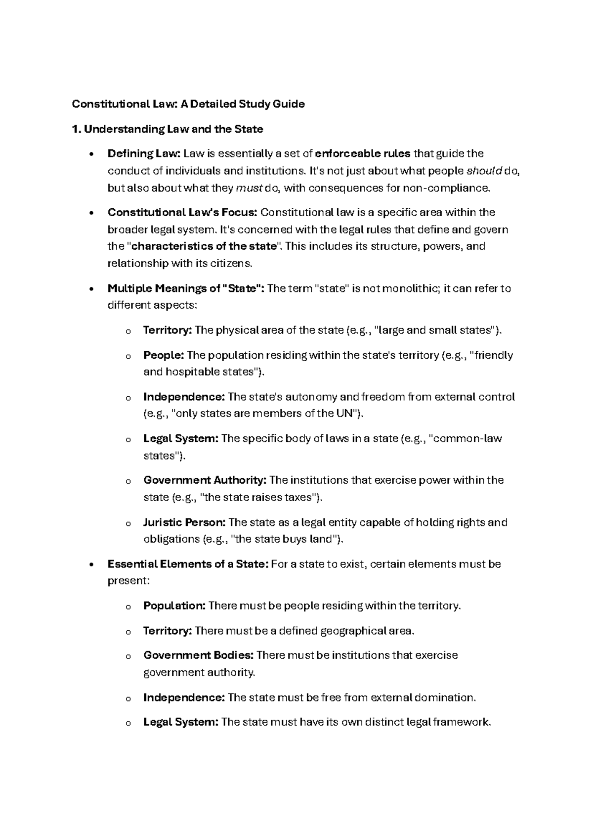 Constitutional Law Chapter 1: Understanding the State and Its ...
