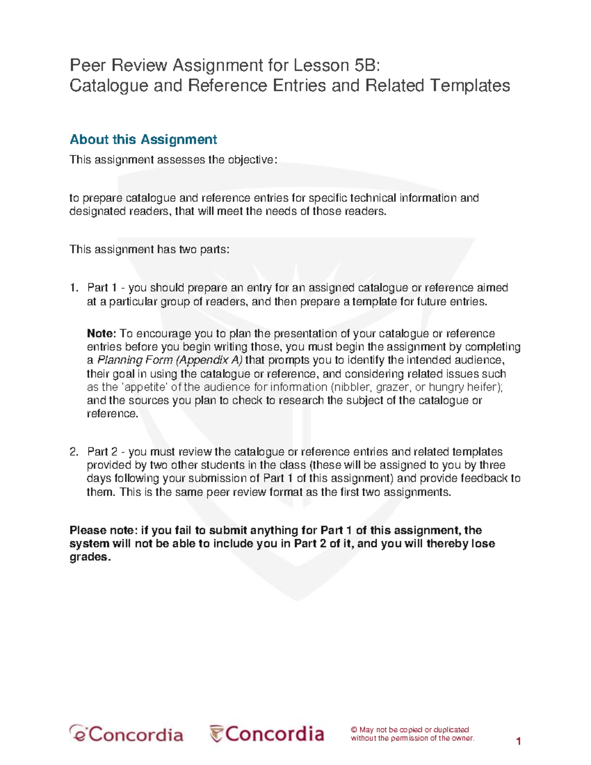 References Peer Review Part 2 Instructions - © May not be copied or ...