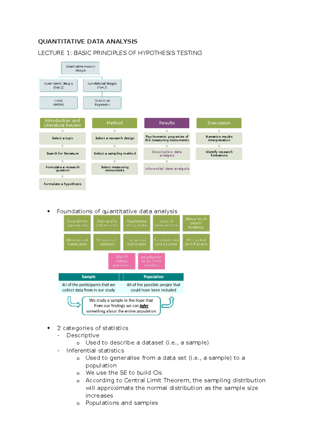 QUANTITATIVE DATA ANALYSIS LECTURE 1: HYPOTHESIS TESTING PRINCIPLES ...