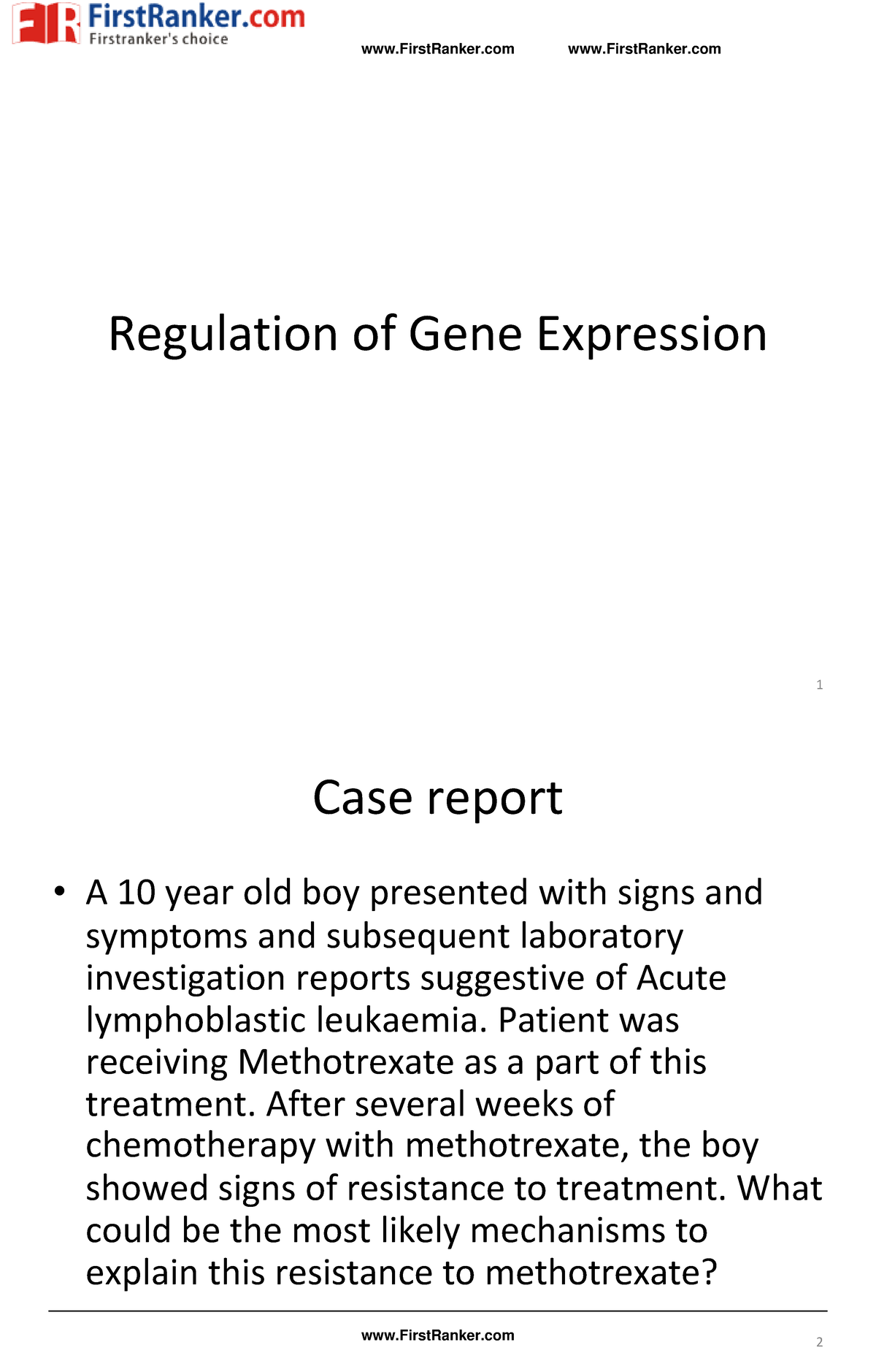 MBBS Biochemistry Notes Topic WISE Regulation OF GENE Expression RGE ...